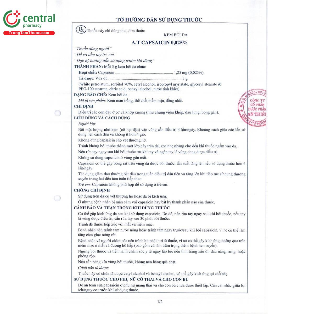 thuoc a t capsaicin 0025 9 R7557 thuoc a t capsaicin 0025 9 R7557