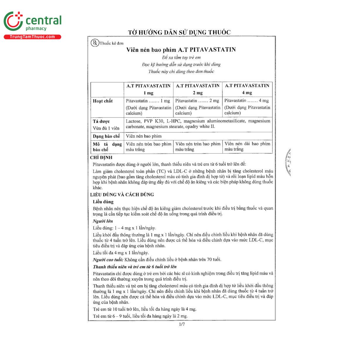 thuoc a t pitavastatin 1 V8258 thuoc a t pitavastatin 1 V8258