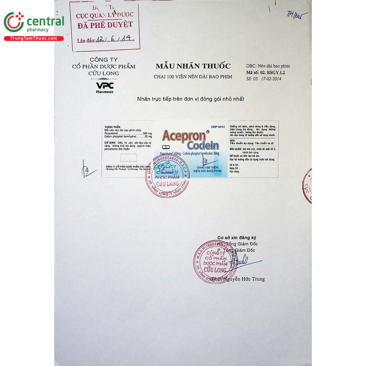thuoc acepron codein 5 H3623 thuoc acepron codein 5 H3623