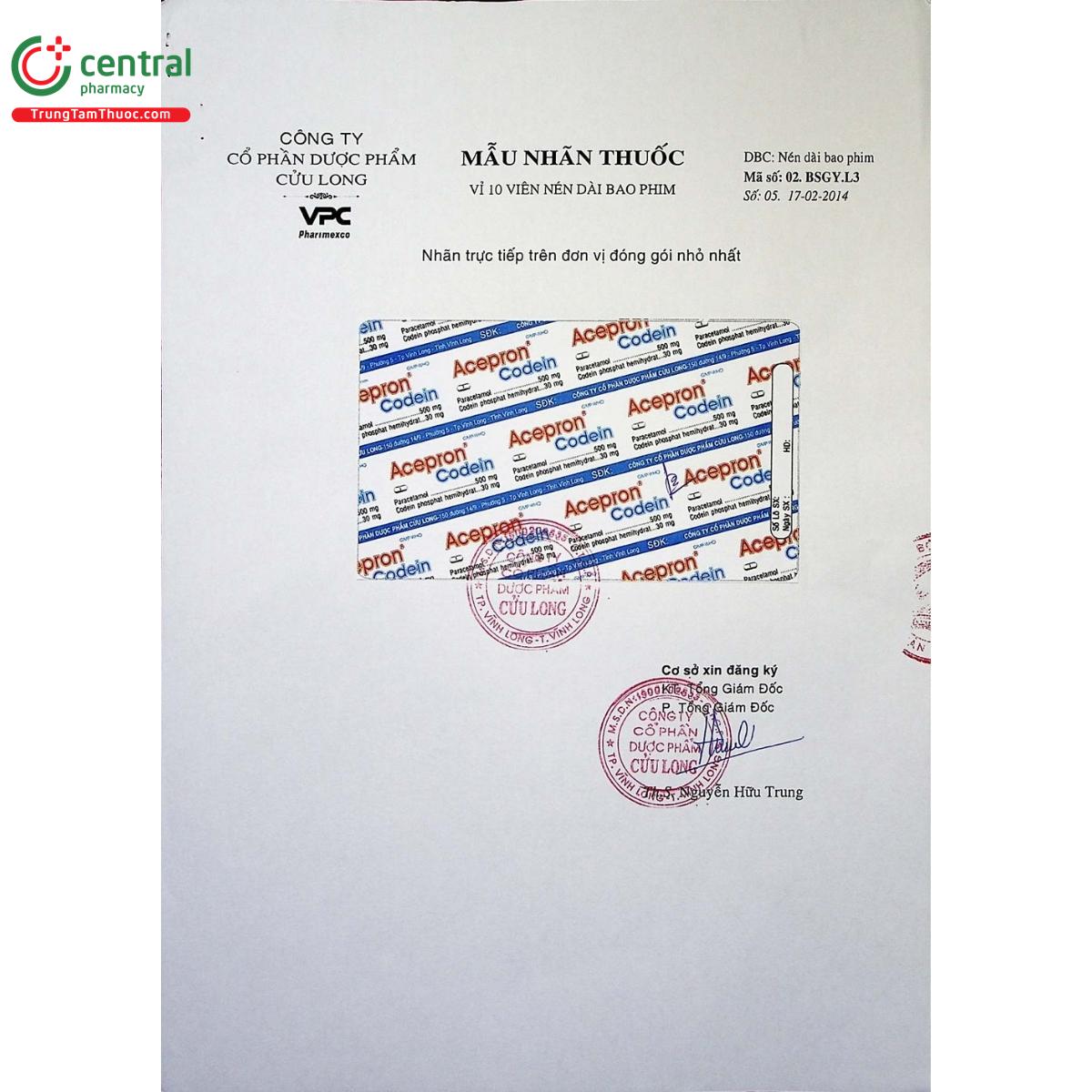 thuoc acepron codein 6 O5450 thuoc acepron codein 6 O5450