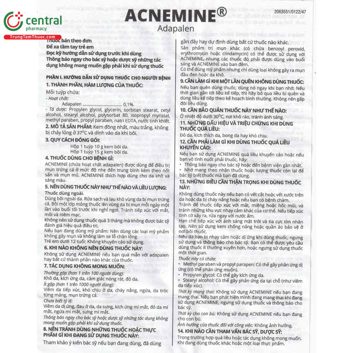 thuoc acnemine 01 9 F2783 thuoc acnemine 01 9 F2783