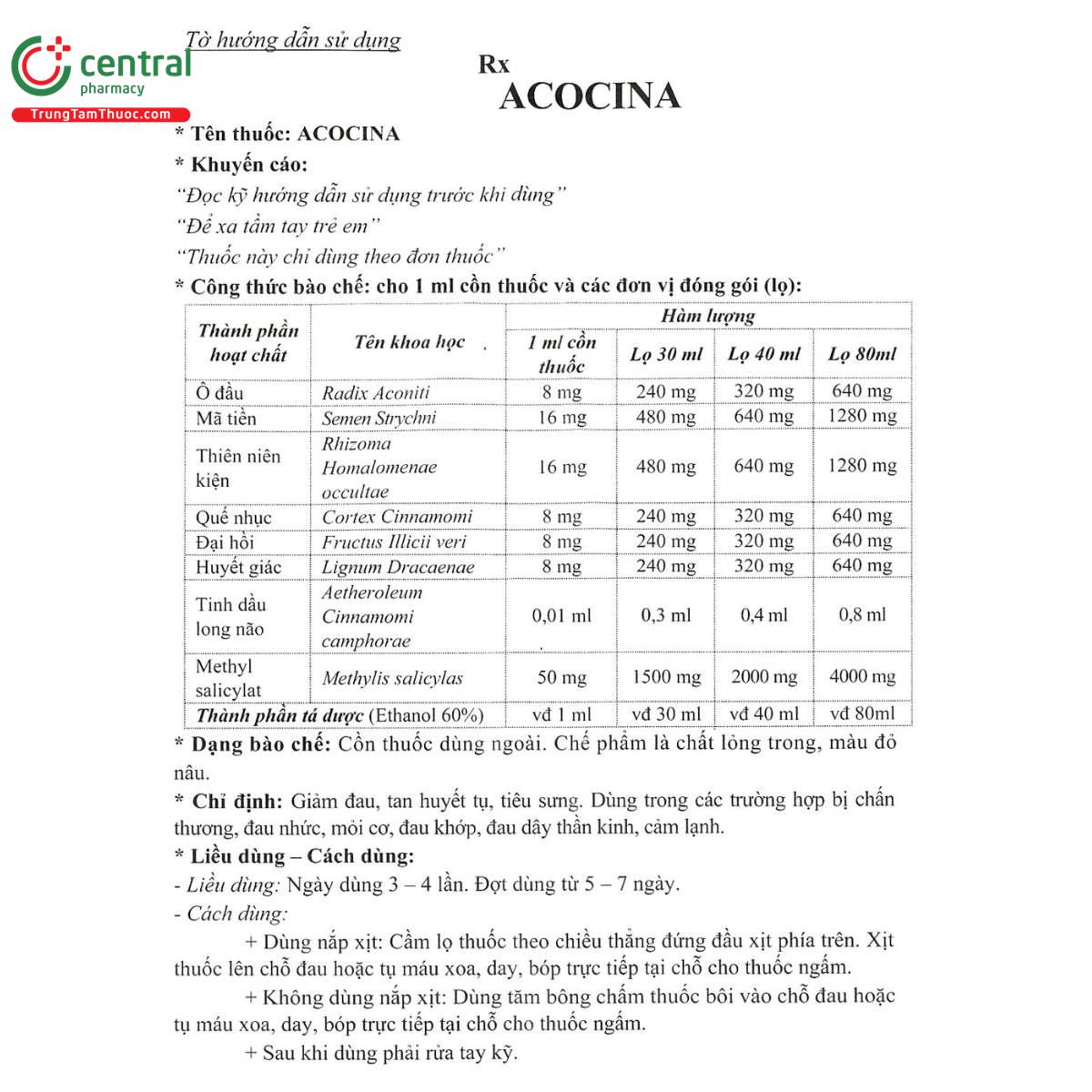 thuoc acocina 5 E1630 thuoc acocina 5 E1630