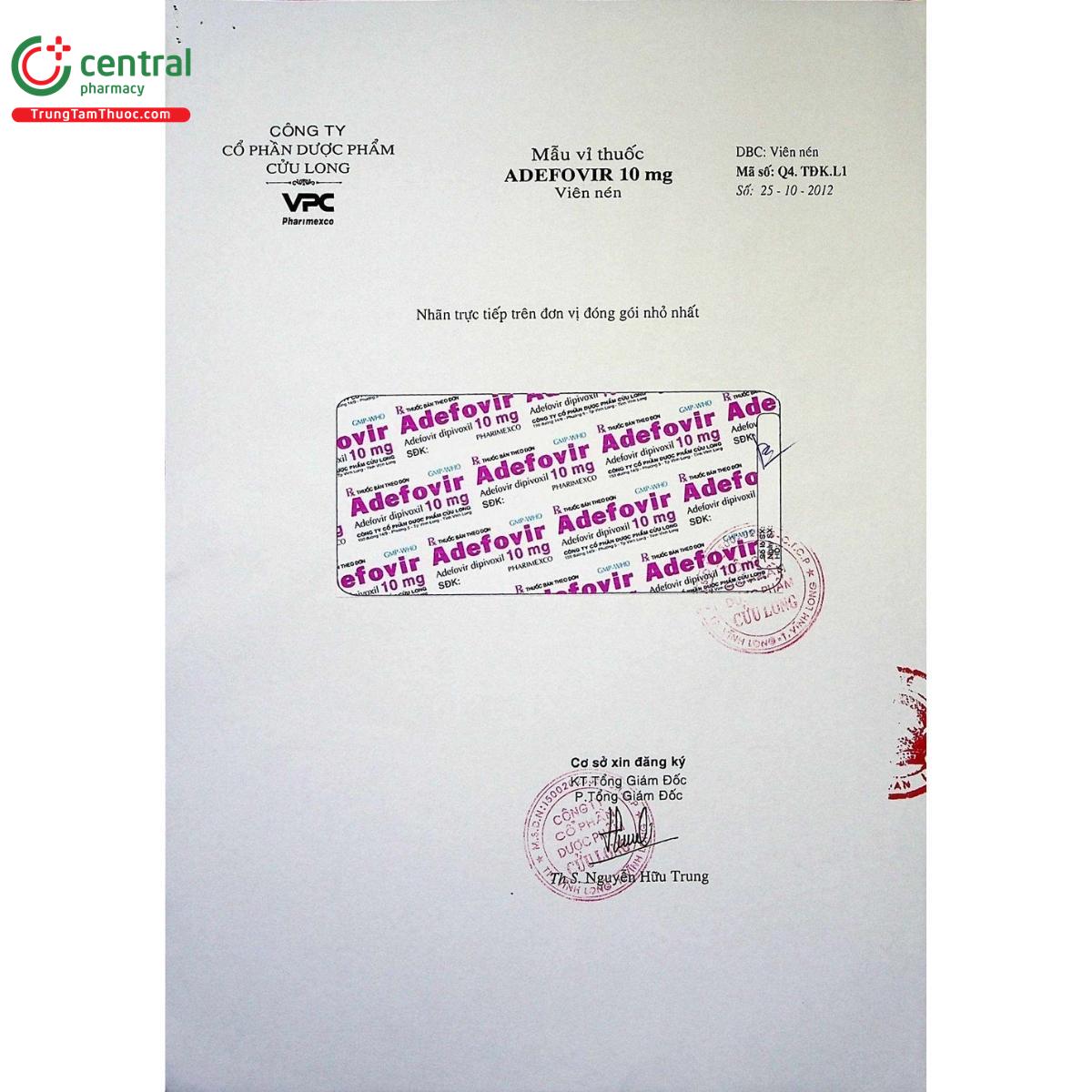 thuoc adefovir 10mg vpc 5 M5213 thuoc adefovir 10mg vpc 5 M5213