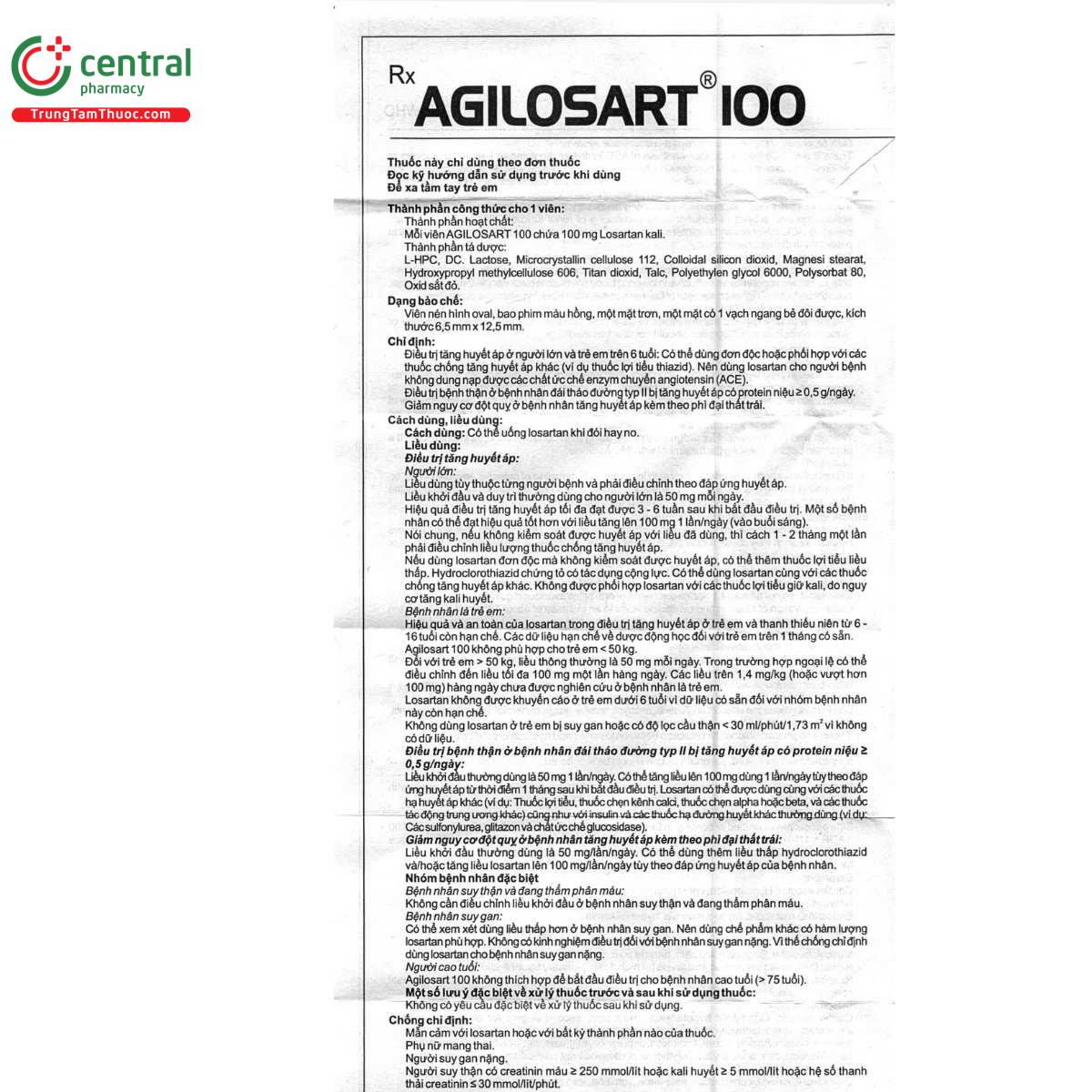 thuoc agilosart 100 6 J3651 thuoc agilosart 100 6 J3651