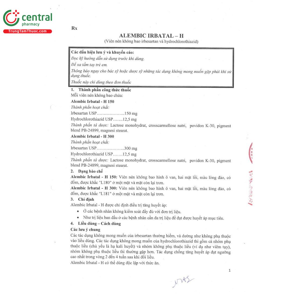 thuoc alembic irbatal h 300 5 M5705 thuoc alembic irbatal h 300 5 M5705