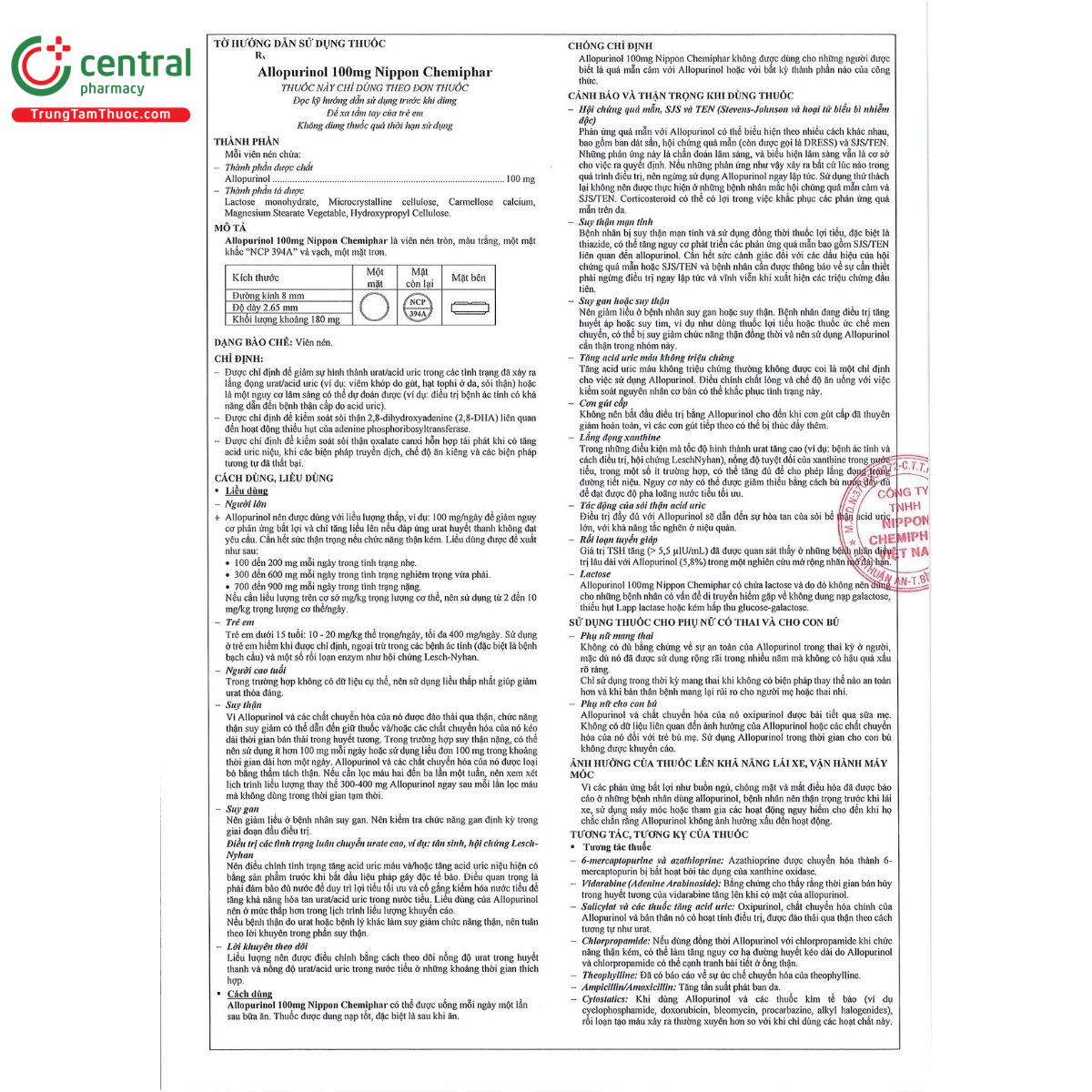 thuoc allopurinol 100mg nippon chemiphar 5 M5174