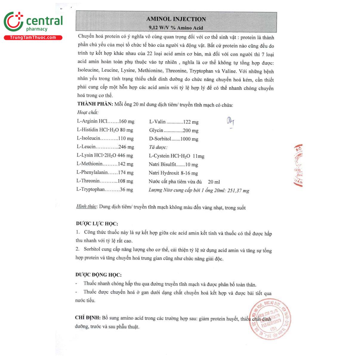 thuoc aminol injection 5 H3433 thuoc aminol injection 5 H3433
