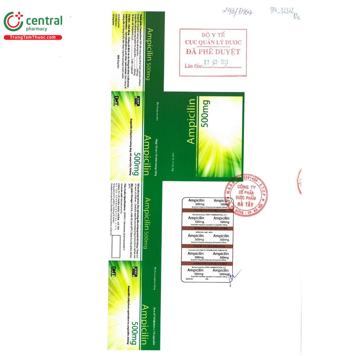 thuoc ampicilin 500mg hataphar 7 B0356 thuoc ampicilin 500mg hataphar 7 B0356