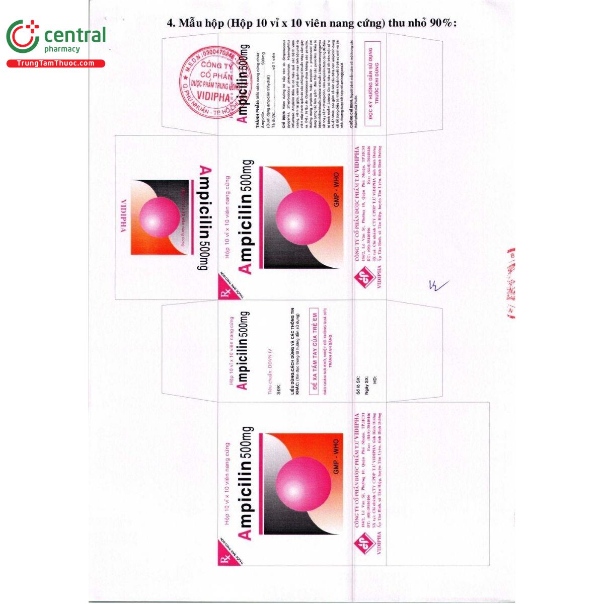 thuoc ampicilin 500mg vidipha 10 T7783 thuoc ampicilin 500mg vidipha 10 T7783