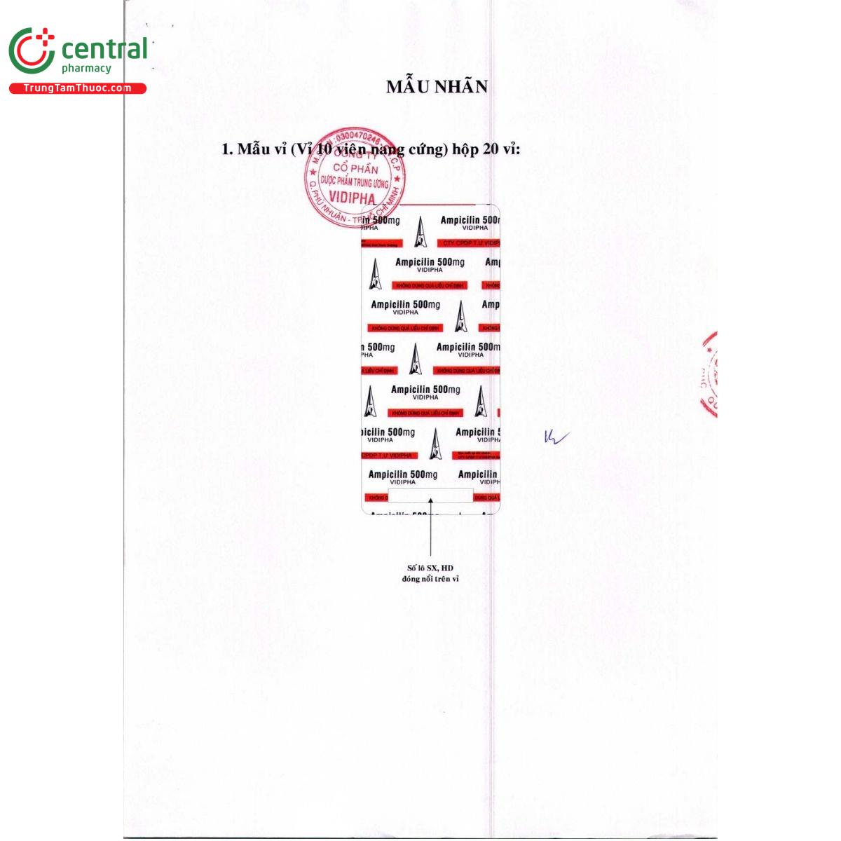 thuoc ampicilin 500mg vidipha 9 D1420 thuoc ampicilin 500mg vidipha 9 D1420
