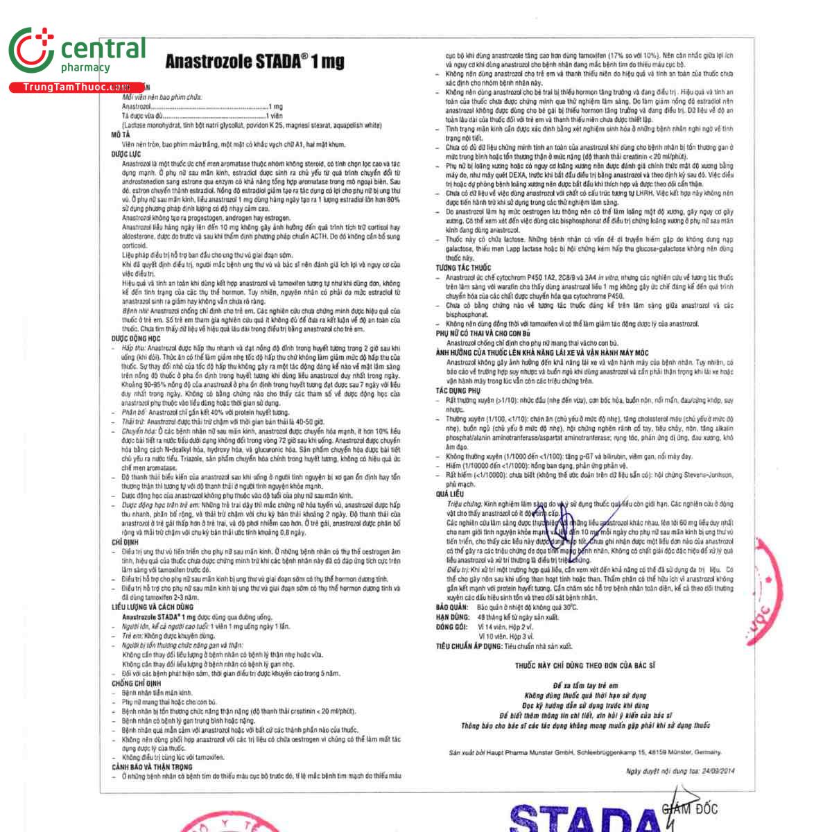 thuoc anastrozole stada 1mg 5 D1507