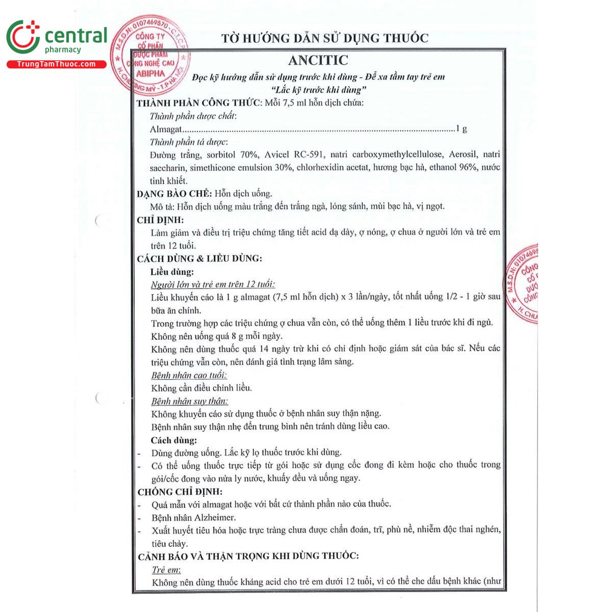 thuoc ancitic 1g 75ml 5 S7187 thuoc ancitic 1g 75ml 5 S7187