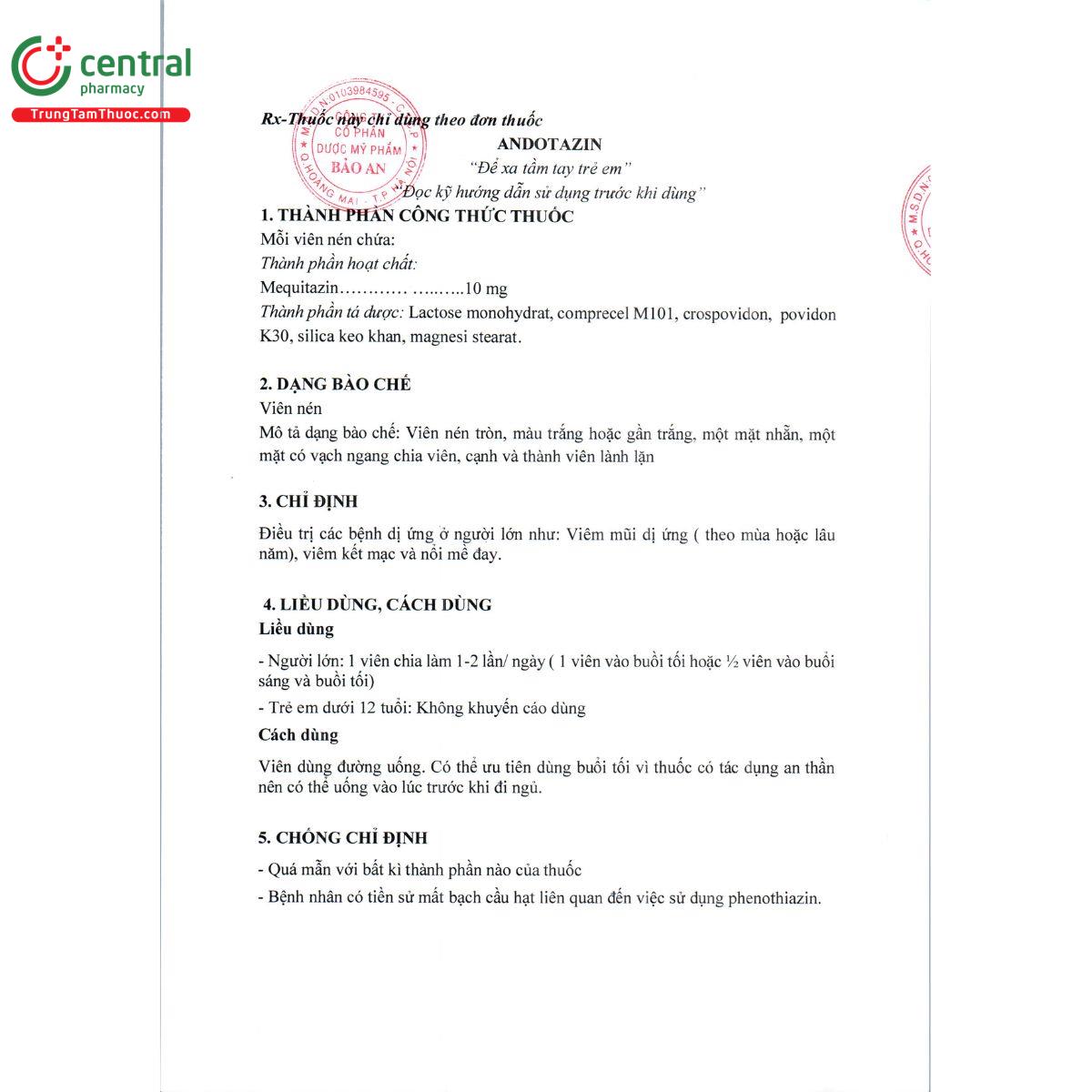 thuoc andotazin 4 B0070 thuoc andotazin 4 B0070