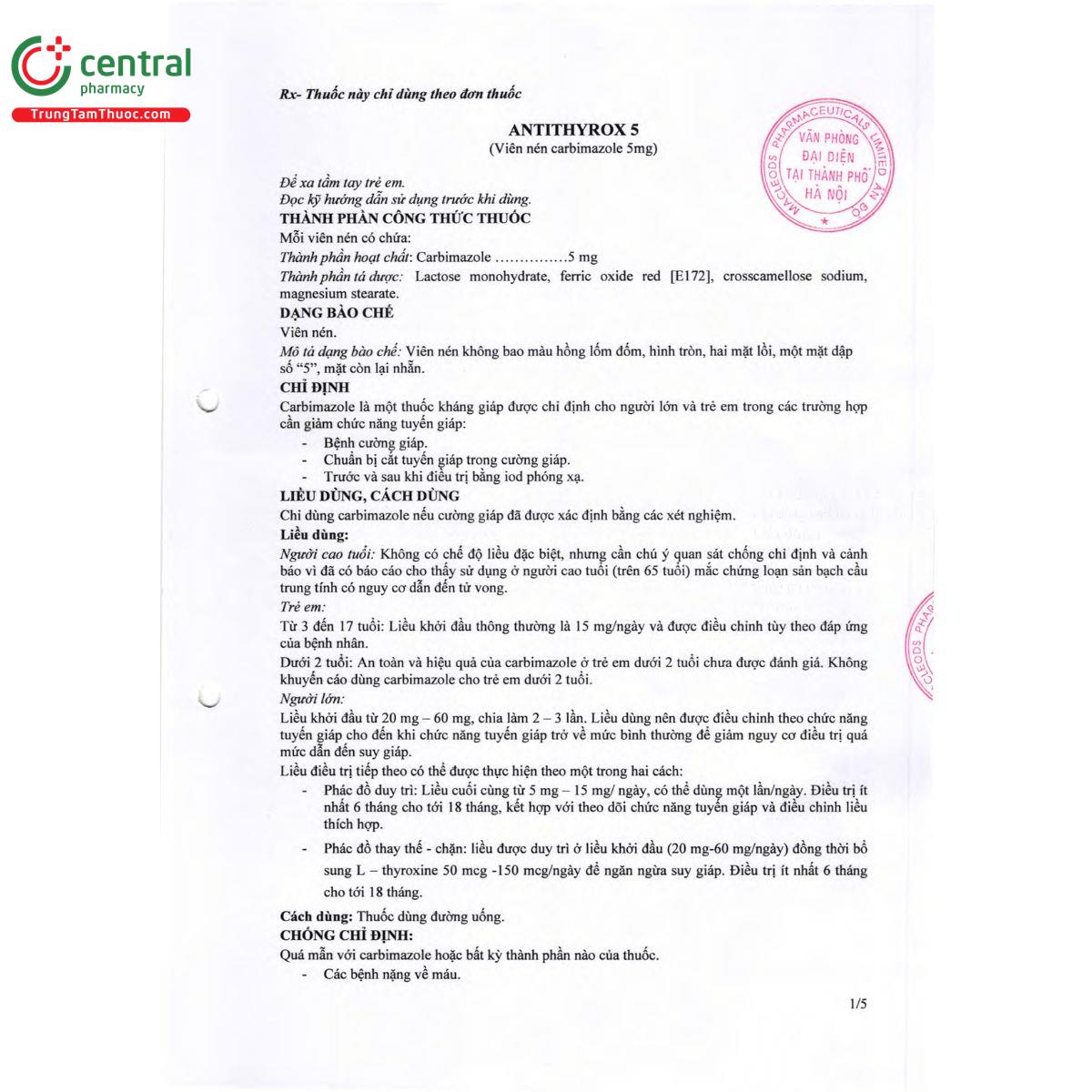 thuoc anti thyrox 5 4 P6038 thuoc anti thyrox 5 4 P6038