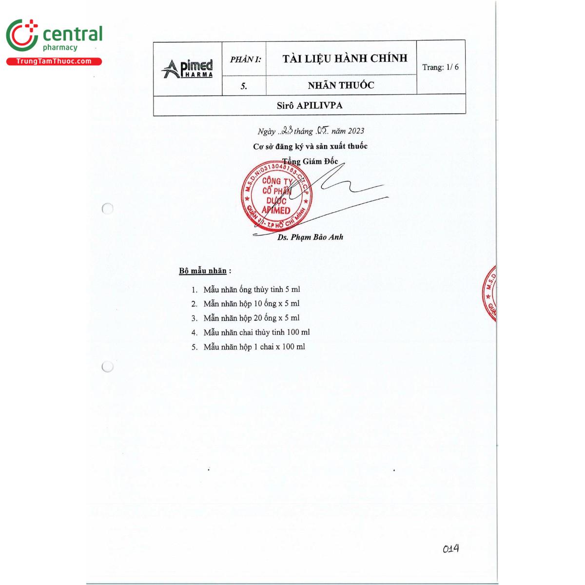 thuoc apilivpa 1000mg 5ml 2 K4344