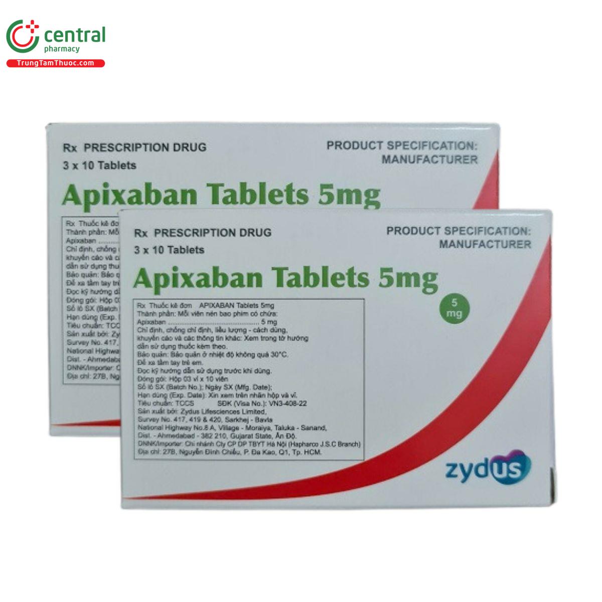 thuoc apixaban tablets 5mg zydus B0652