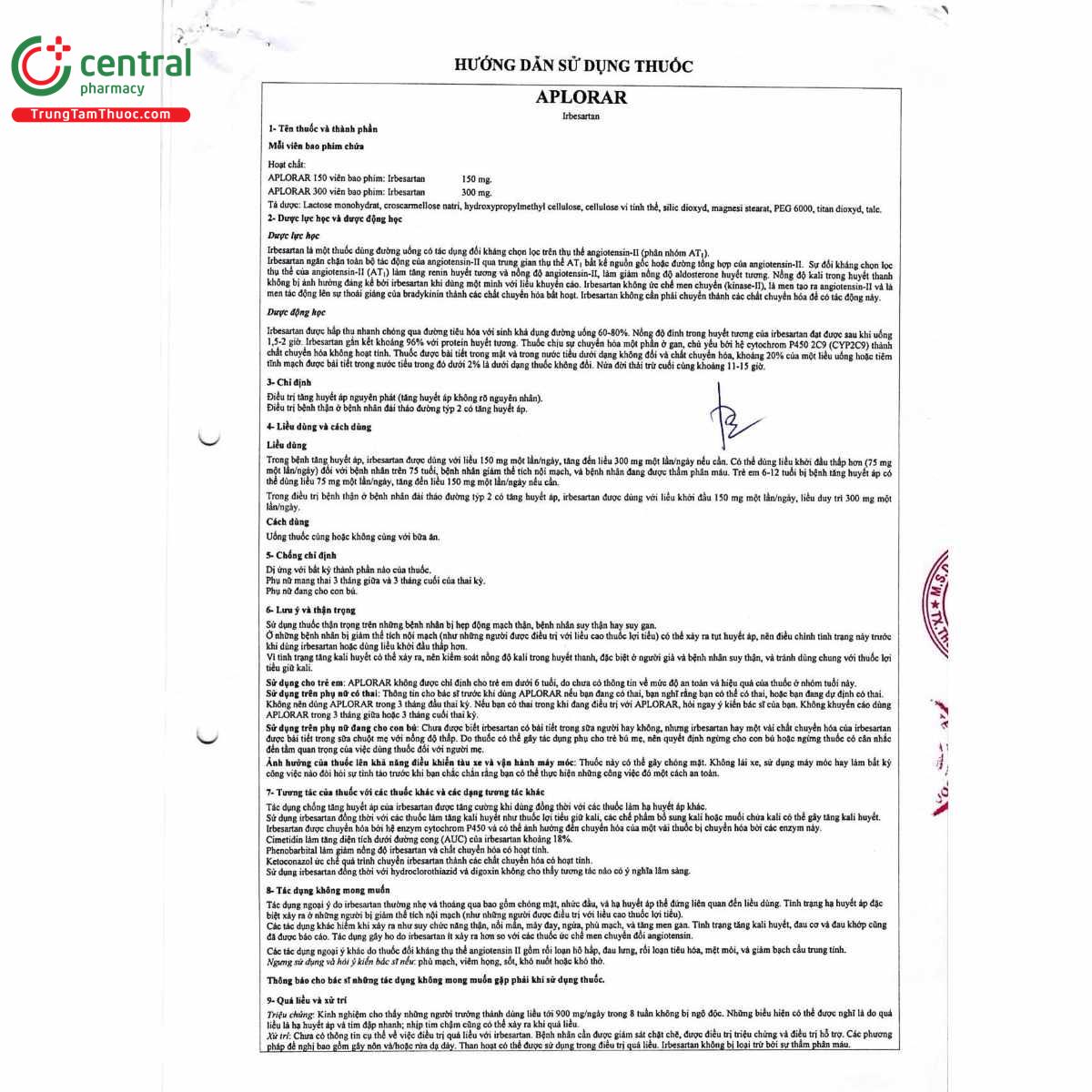 thuoc aplorar 150 9 T8426 thuoc aplorar 150 9 T8426
