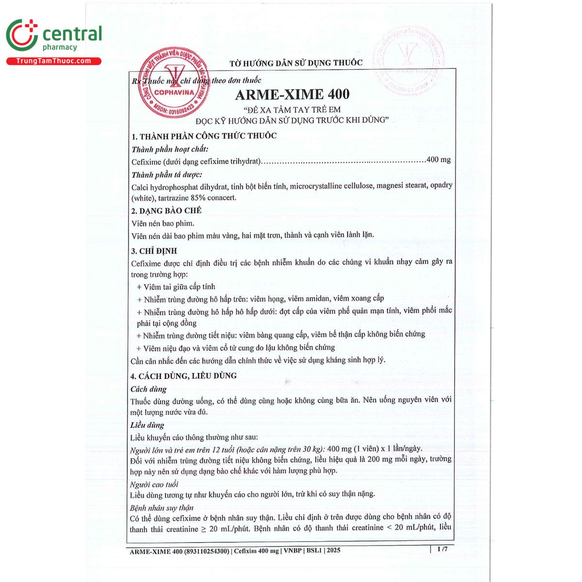 thuoc arme xime 400mg 4 C0678 thuoc arme xime 400mg 4 C0678