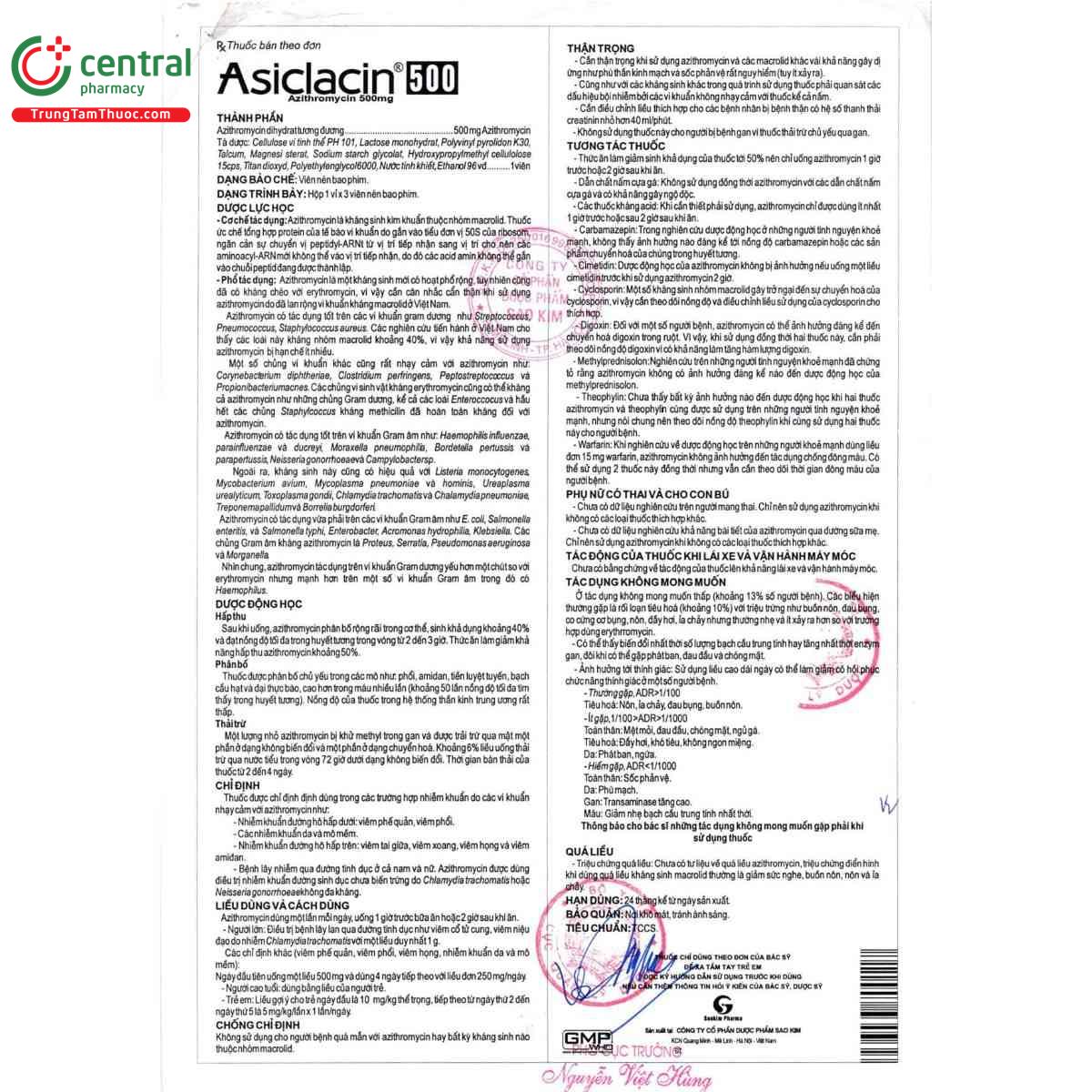 thuoc asiclacin 500 3 K4355 thuoc asiclacin 500 3 K4355