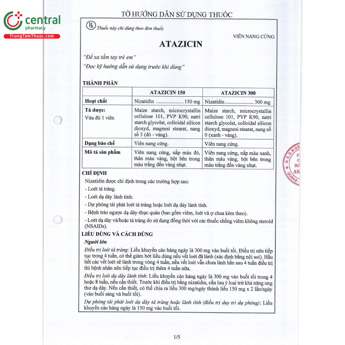 thuoc atazicin 150mg 10 I3700 thuoc atazicin 150mg 10 I3700