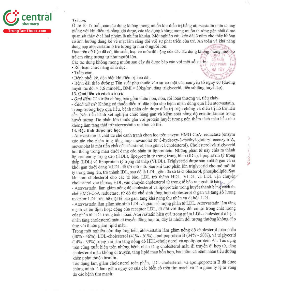 thuoc atorvastatin 10mg hataphar 10 P6728