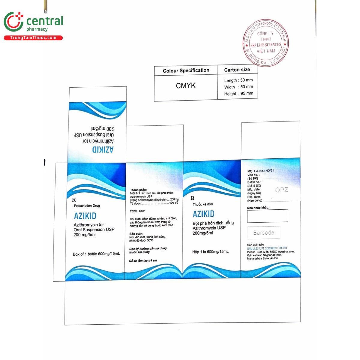 thuoc azikid 200mg 5ml unijules 3 D1671