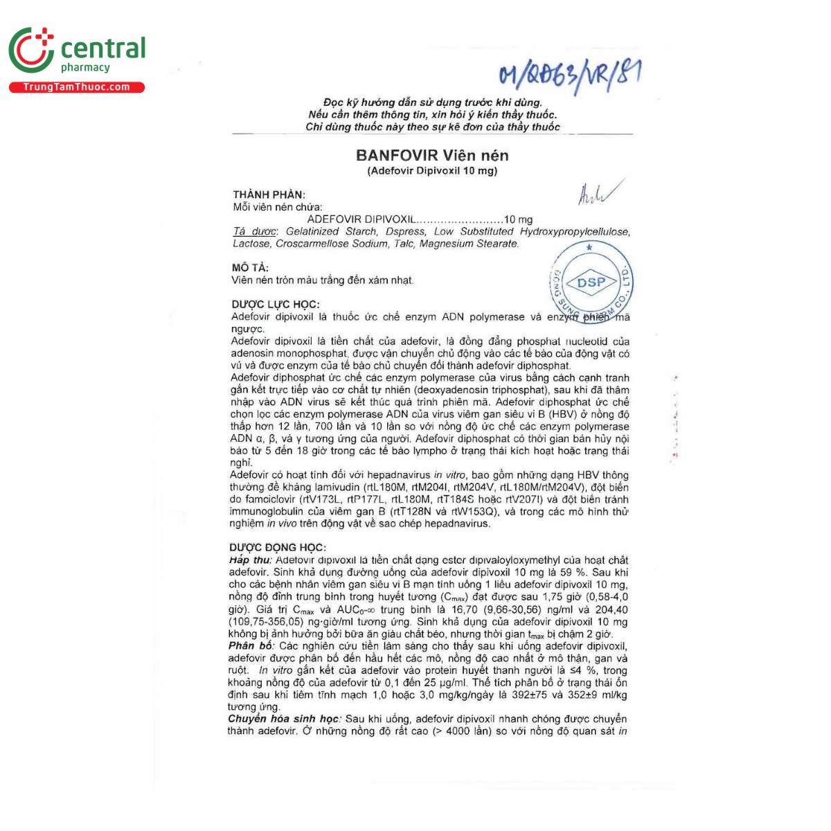 thuoc banfovir unfilm coated tablet 4 F2480 thuoc banfovir unfilm coated tablet 4 F2480