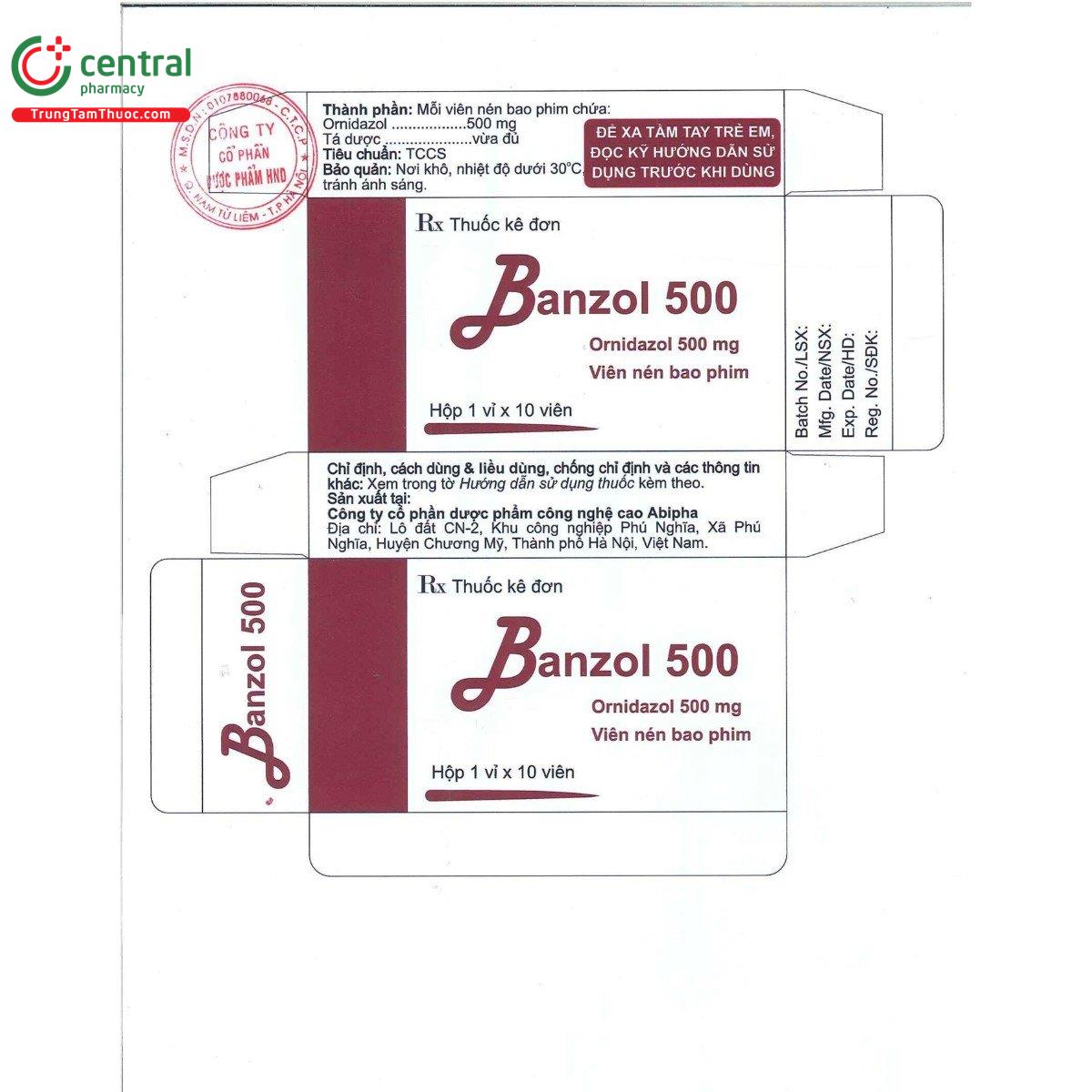 thuoc banzol 500mg 1 G2284