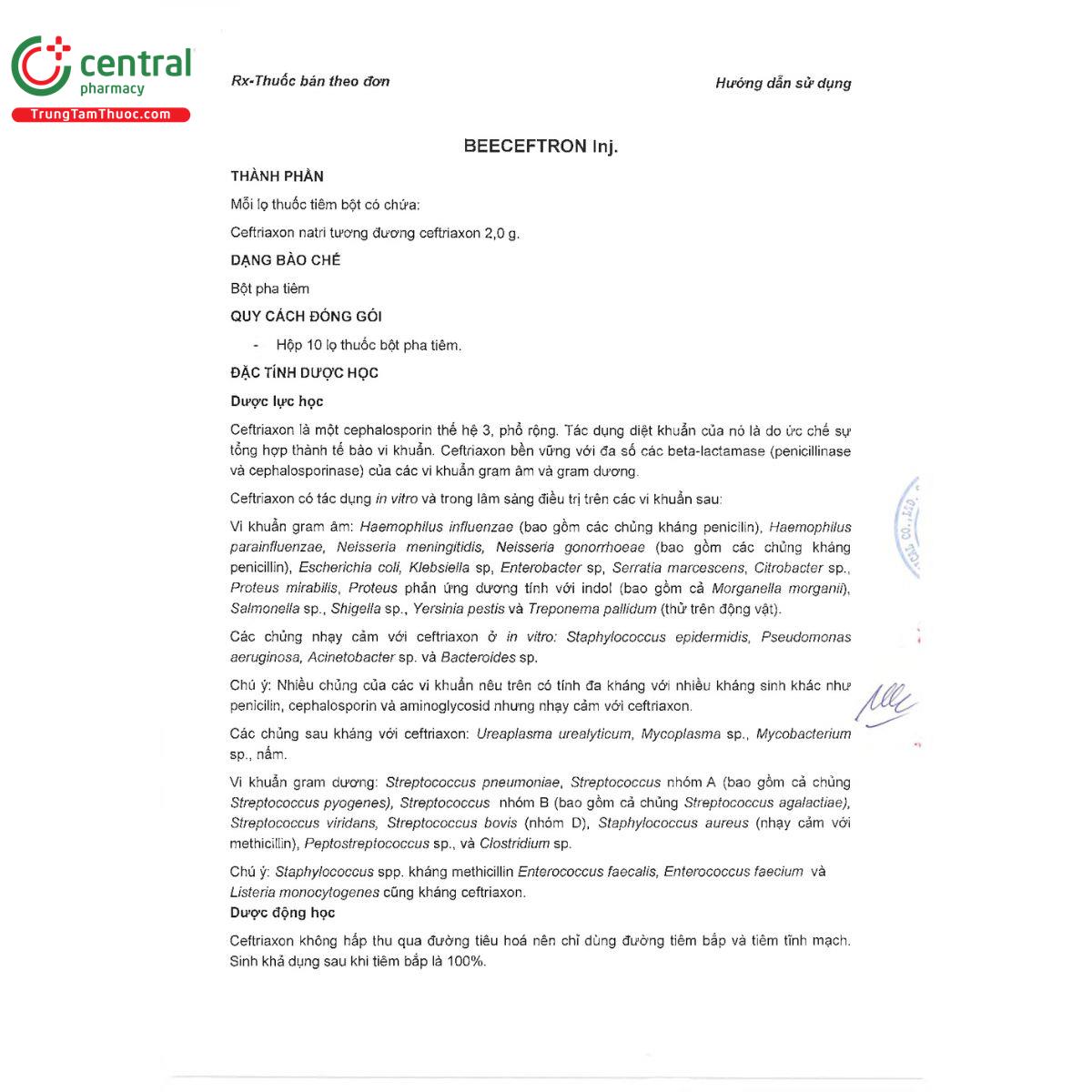 thuoc beeceftron inj 2g 4 V8461 thuoc beeceftron inj 2g 4 V8461