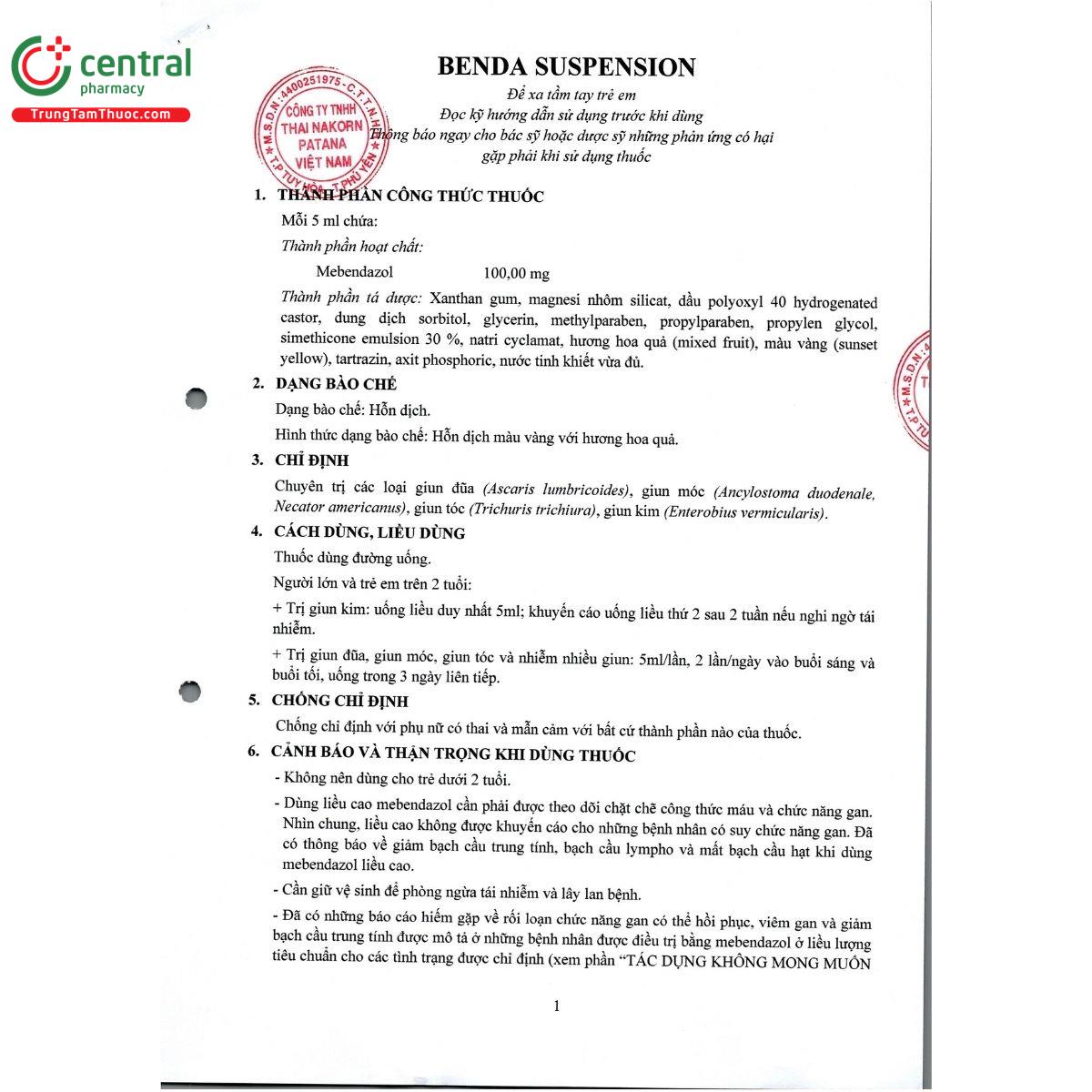 thuoc benda suspension 4 C1533 thuoc benda suspension 4 C1533