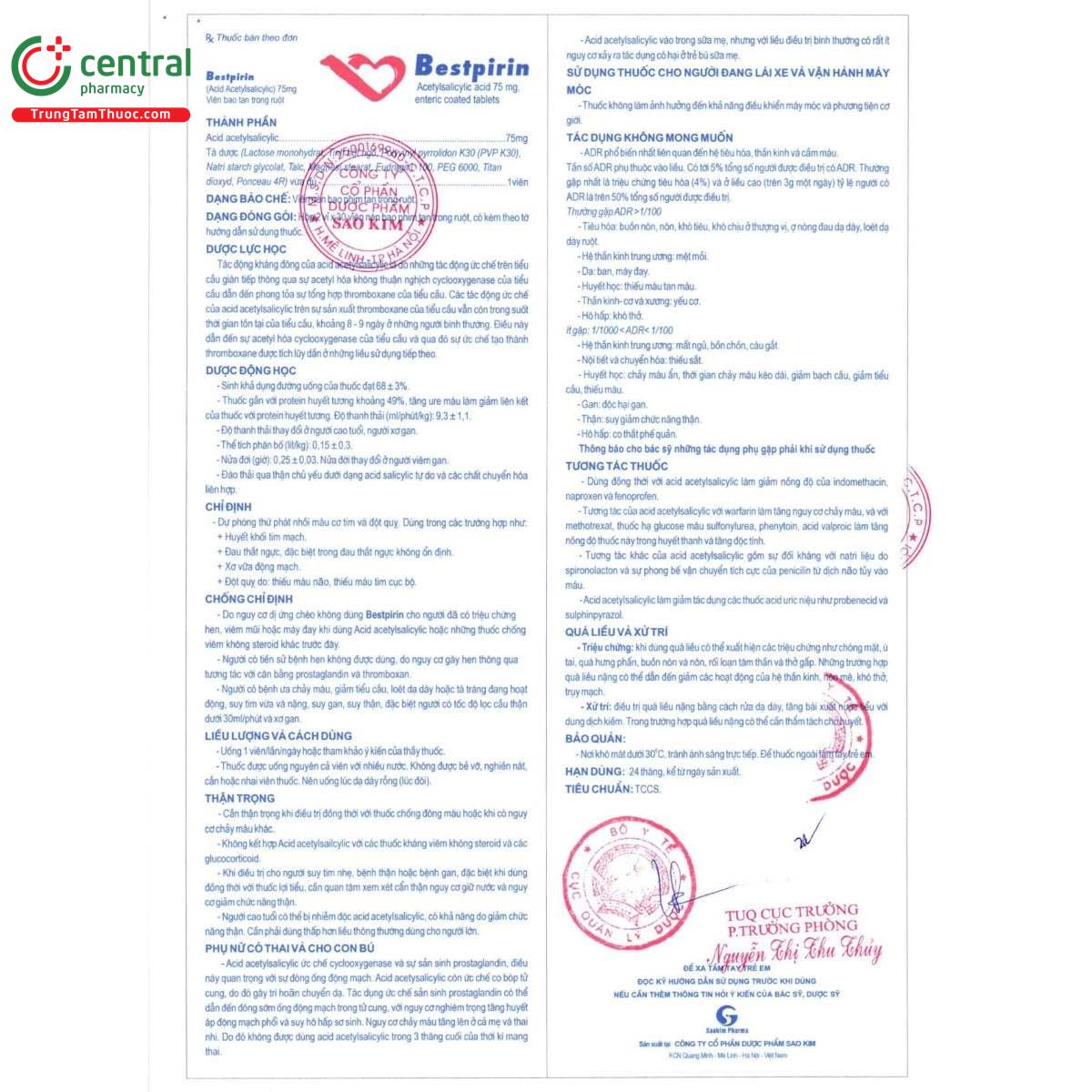 thuoc bestpirin 75mg 4 N5080 thuoc bestpirin 75mg 4 N5080