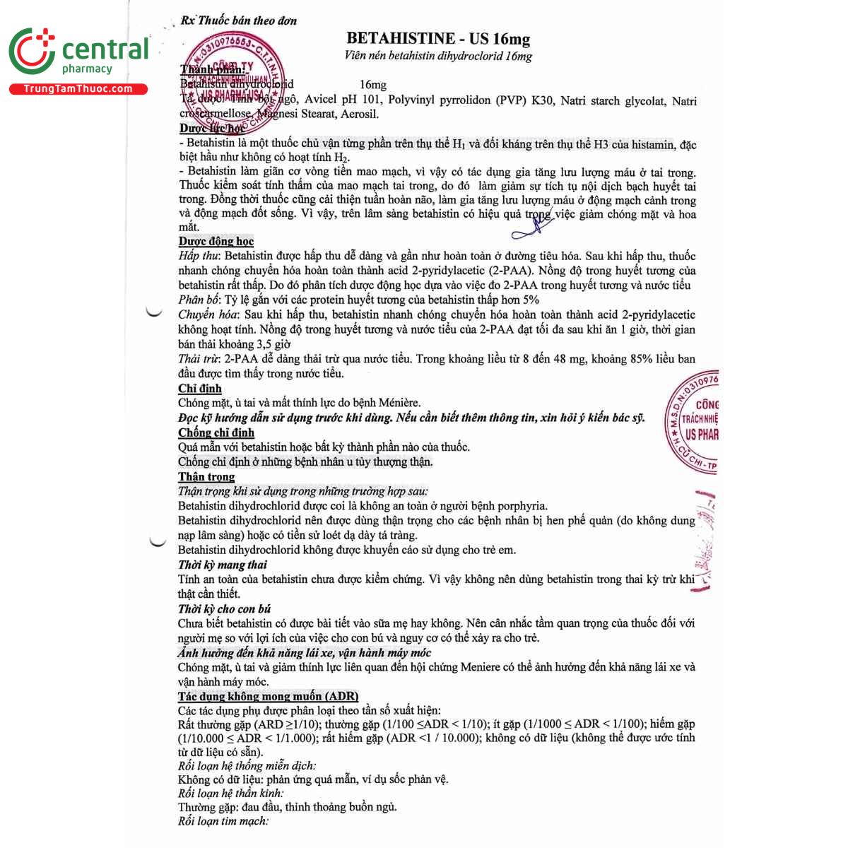 thuoc betahistine us 16mg 8 I3726