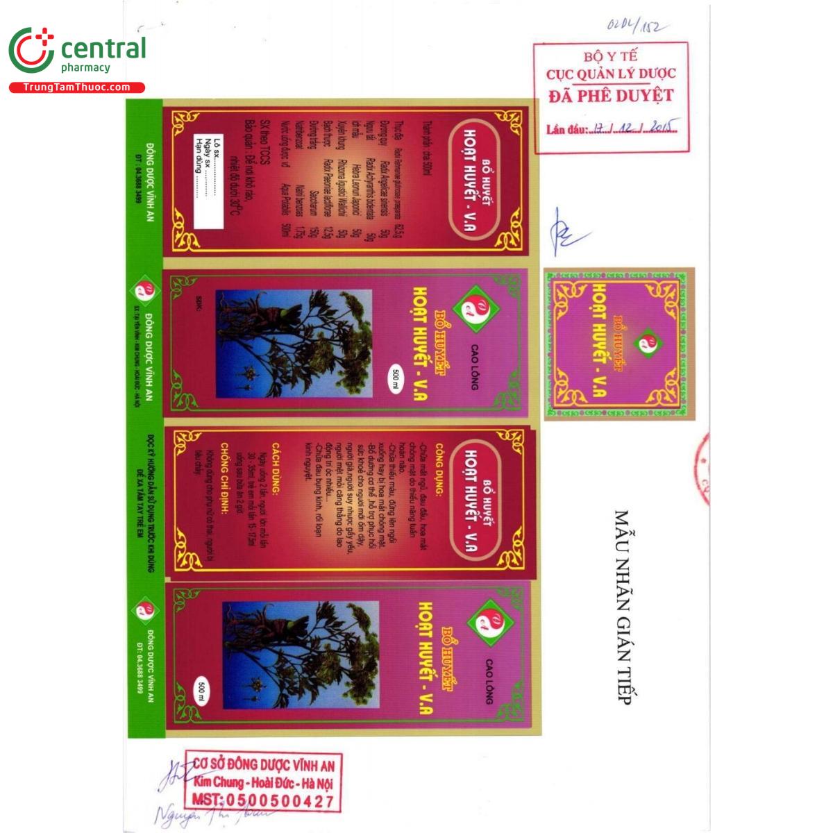 thuoc bo huyet hoat huyet v a 2 A0375 thuoc bo huyet hoat huyet v a 2 A0375