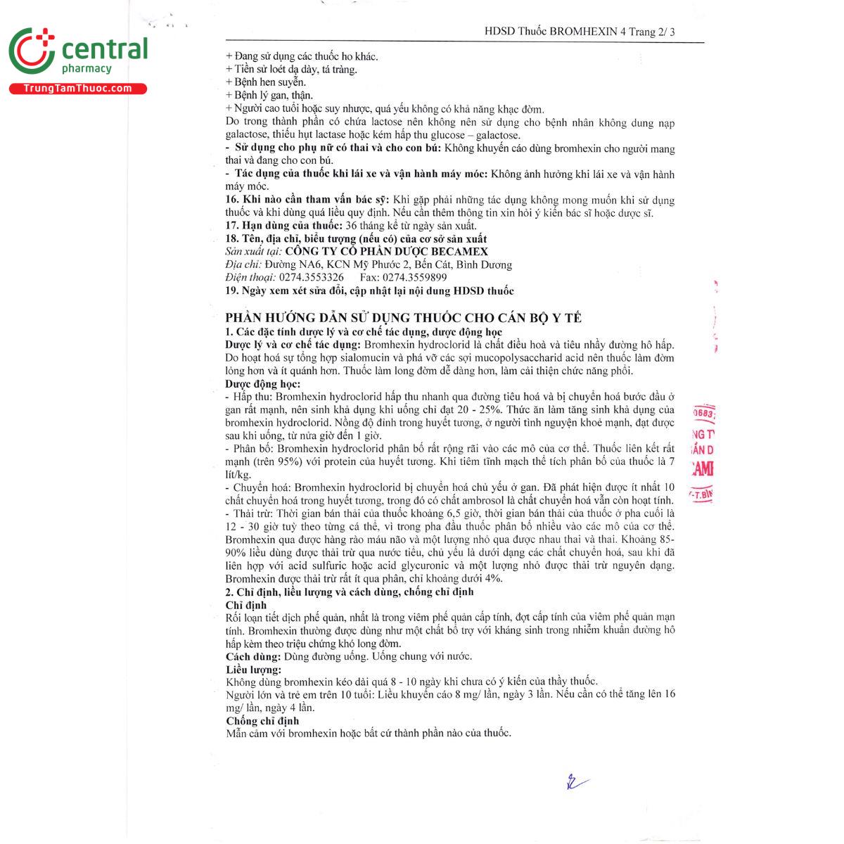 thuoc bromhexin 4mg becamex 9 S7568 thuoc bromhexin 4mg becamex 9 S7568