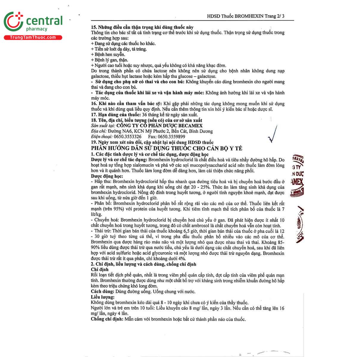 thuoc bromhexin 8mg becamex 8 L4527 thuoc bromhexin 8mg becamex 8 L4527