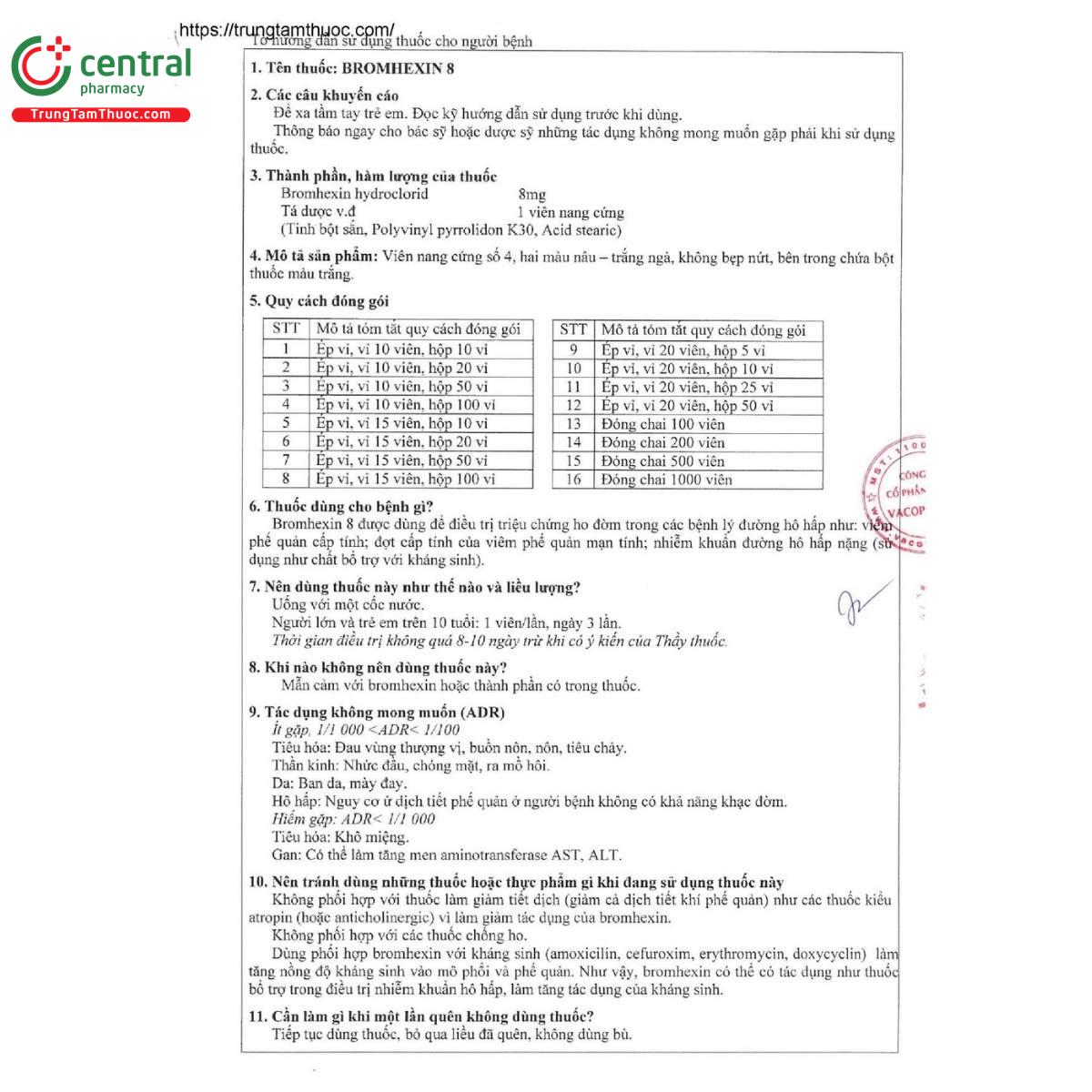 thuoc bromhexin 8mg vacopharm vien nang cung 4 I3306 thuoc bromhexin 8mg vacopharm vien nang cung 4 I3306