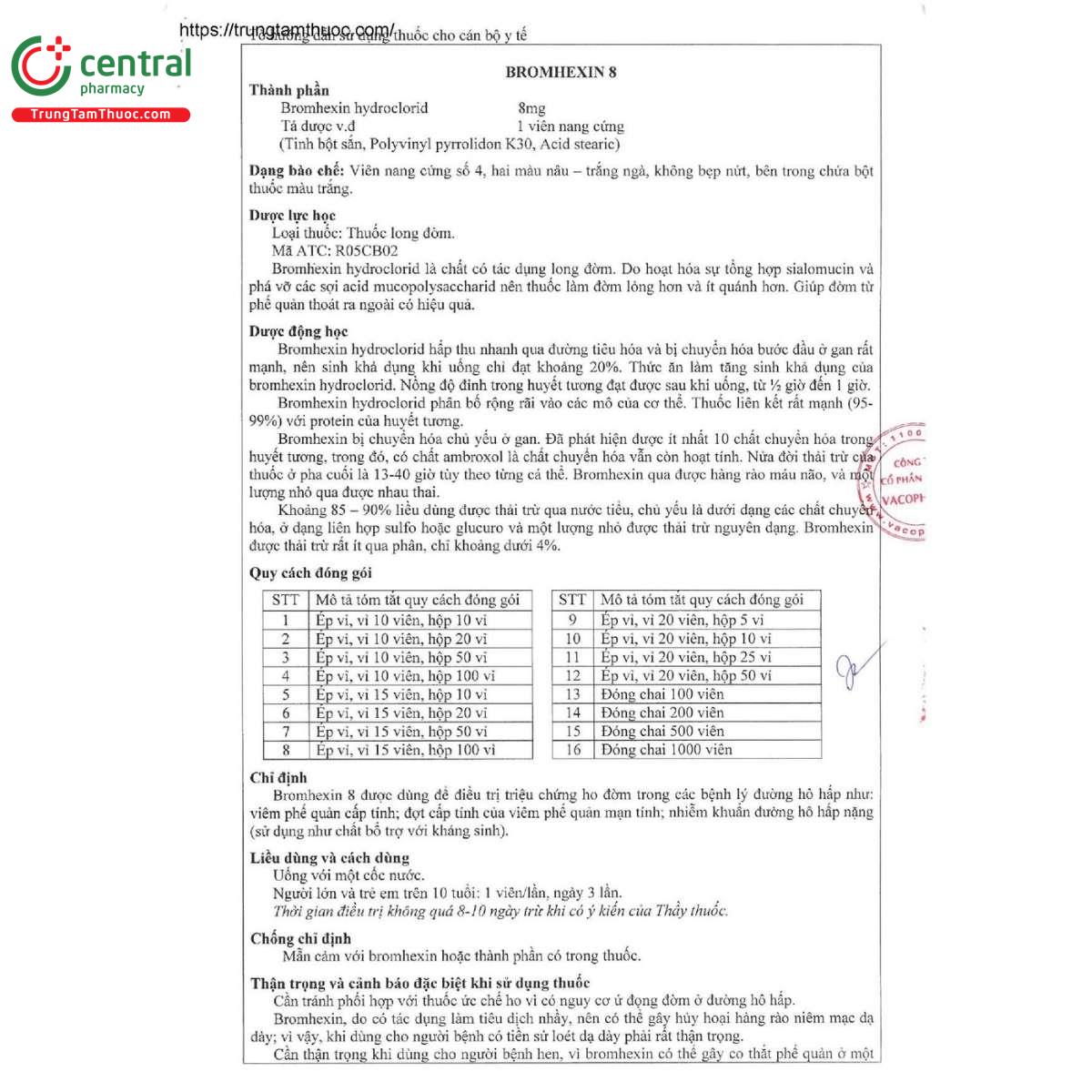 thuoc bromhexin 8mg vacopharm vien nang cung 6 V8571 thuoc bromhexin 8mg vacopharm vien nang cung 6 V8571