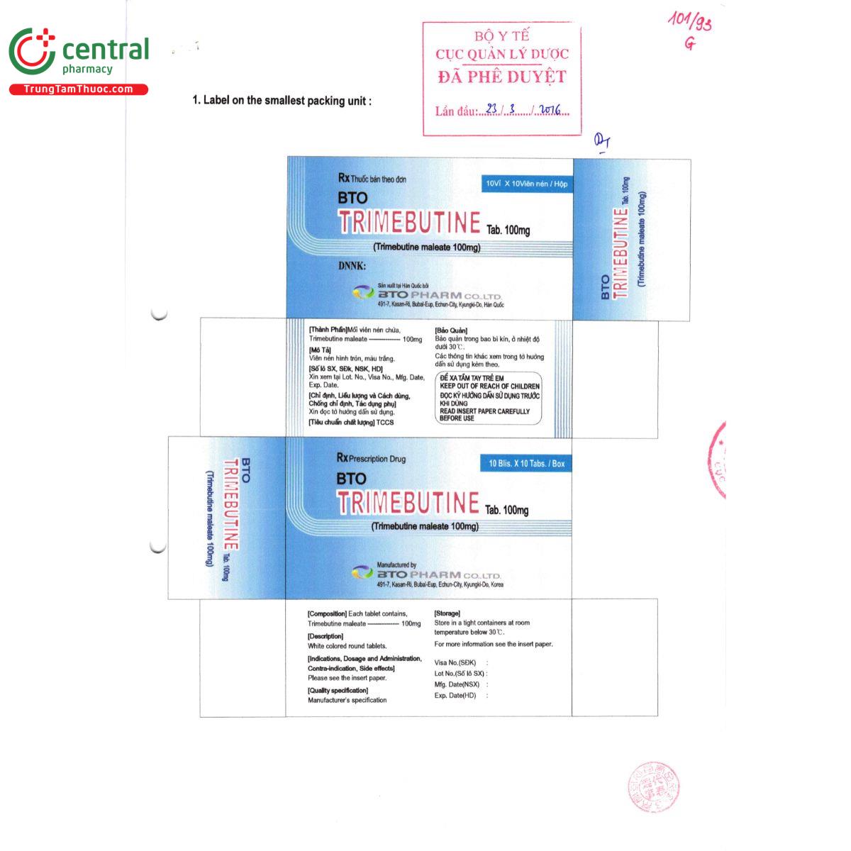 thuoc bto trimebutine tab 100mg 2 C1148 thuoc bto trimebutine tab 100mg 2 C1148