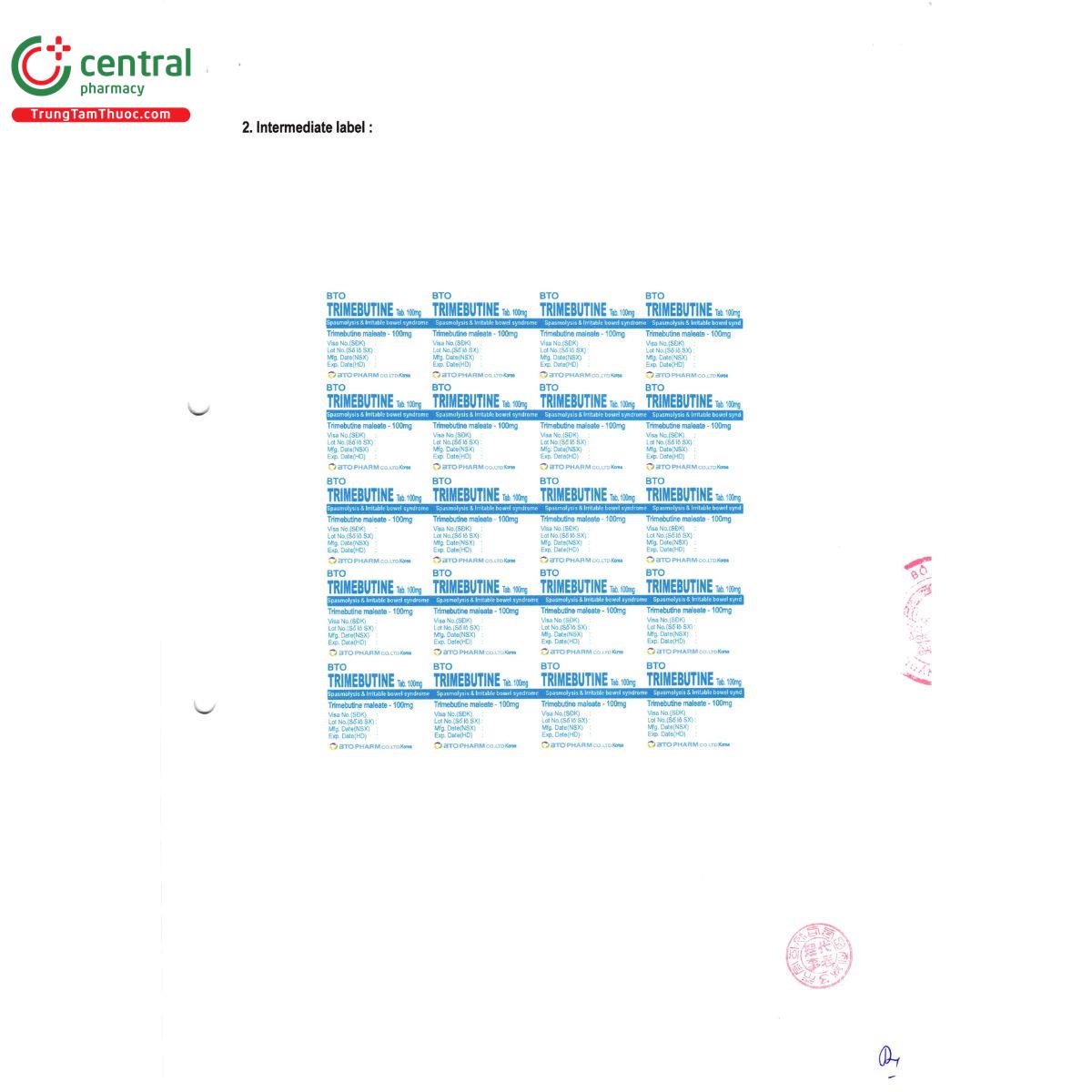 thuoc bto trimebutine tab 100mg 3 C1073 thuoc bto trimebutine tab 100mg 3 C1073