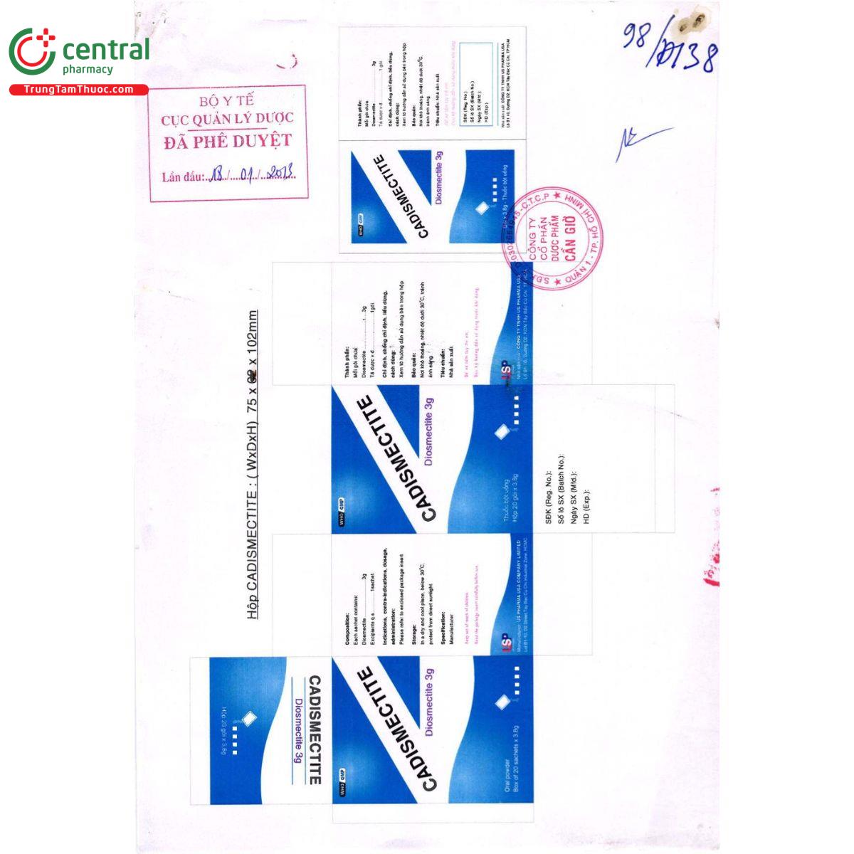 thuoc cadismectite 3g 4 P6038 thuoc cadismectite 3g 4 P6038