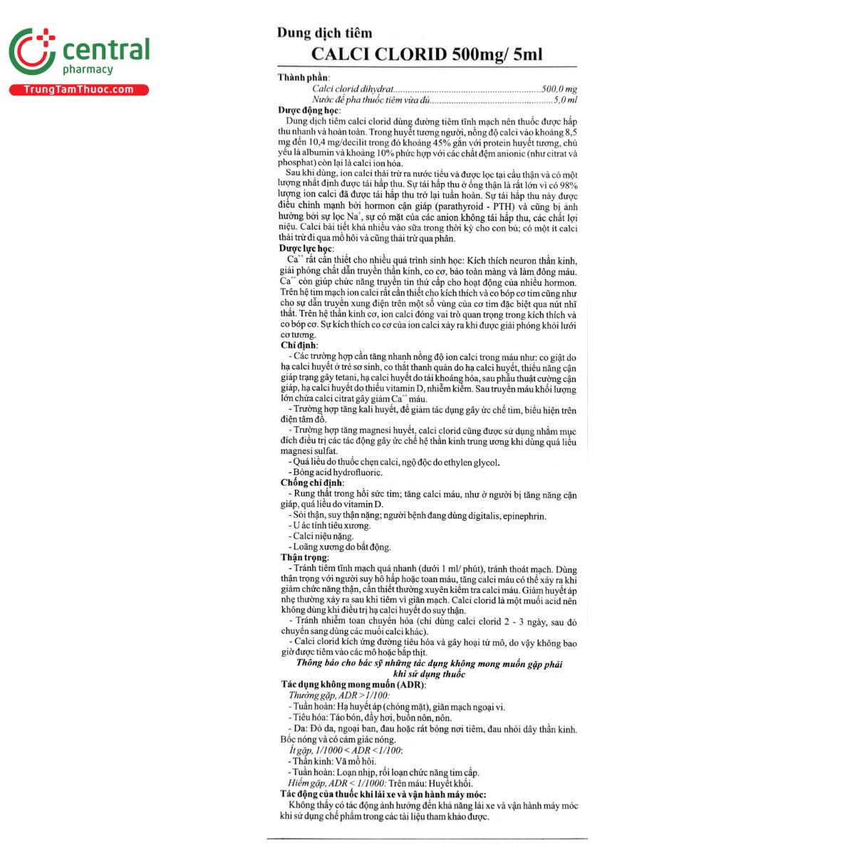 thuoc calci clorid 500mg 5ml minh dan 3 D1714