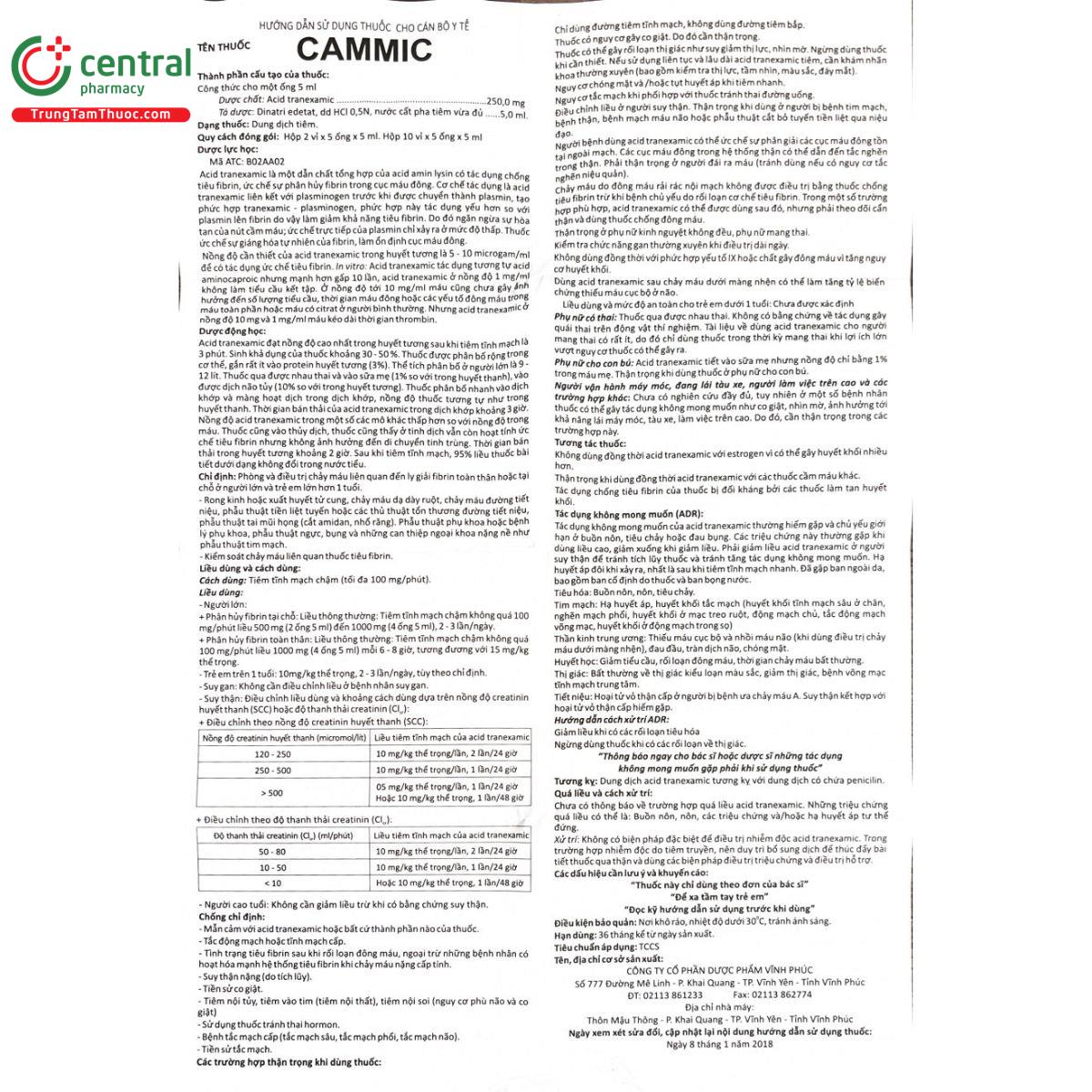 thuoc cammic 500mg 5ml 8 J4662