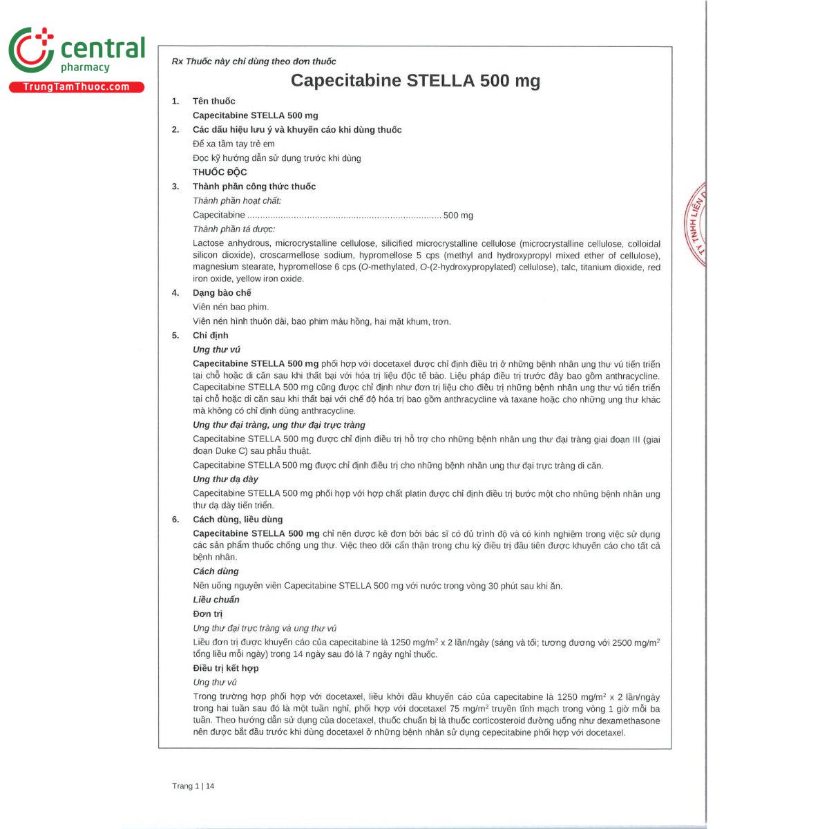 thuoc capecitabine stella 500mg 4 A0468 thuoc capecitabine stella 500mg 4 A0468