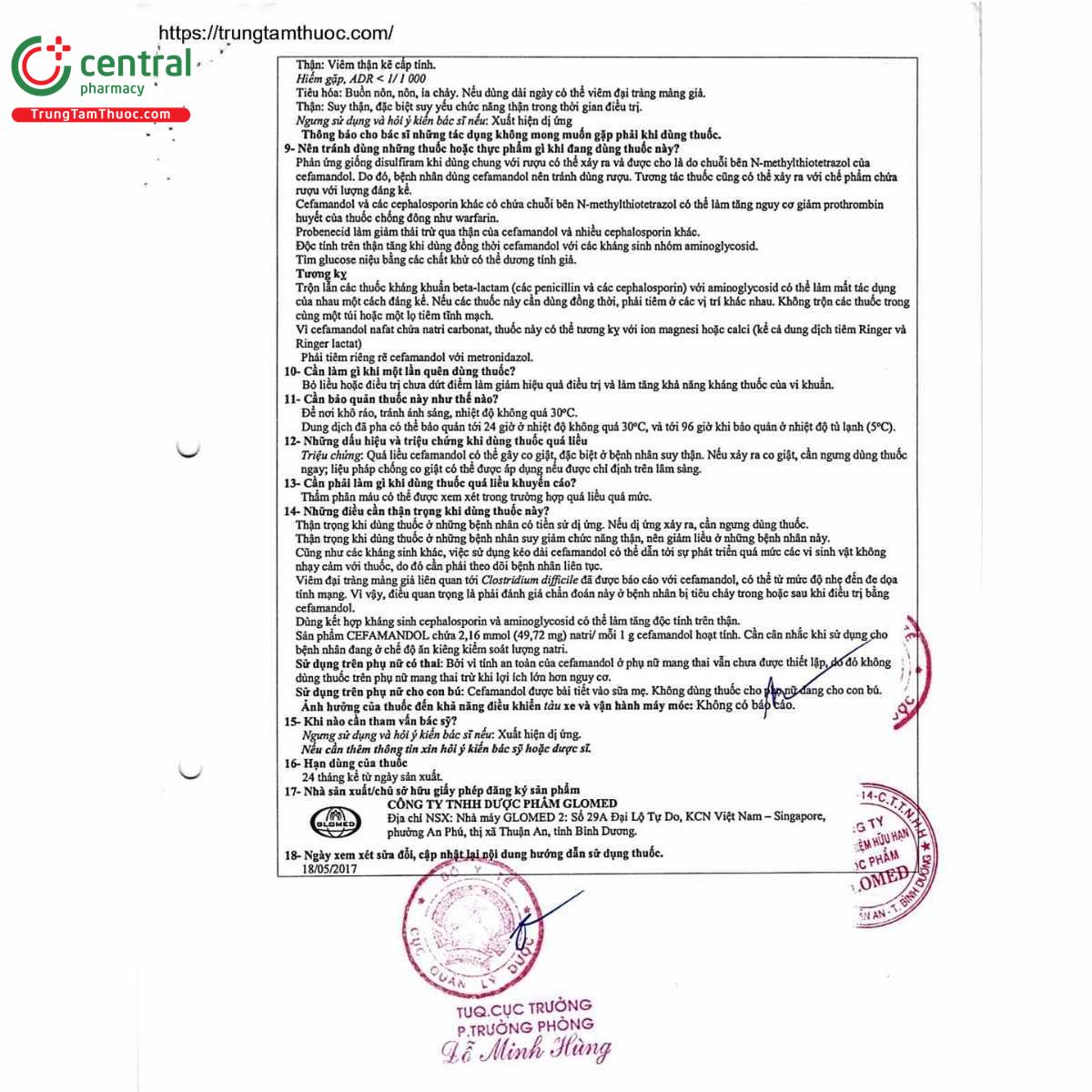 thuoc cefamandol 1g glomed 8 A0826