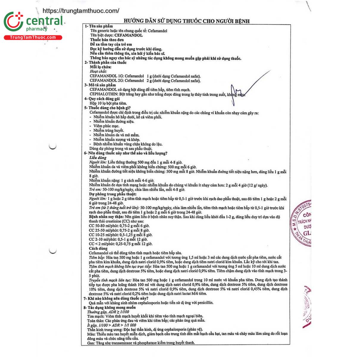 thuoc cefamandol 2g glomed 7 J3061