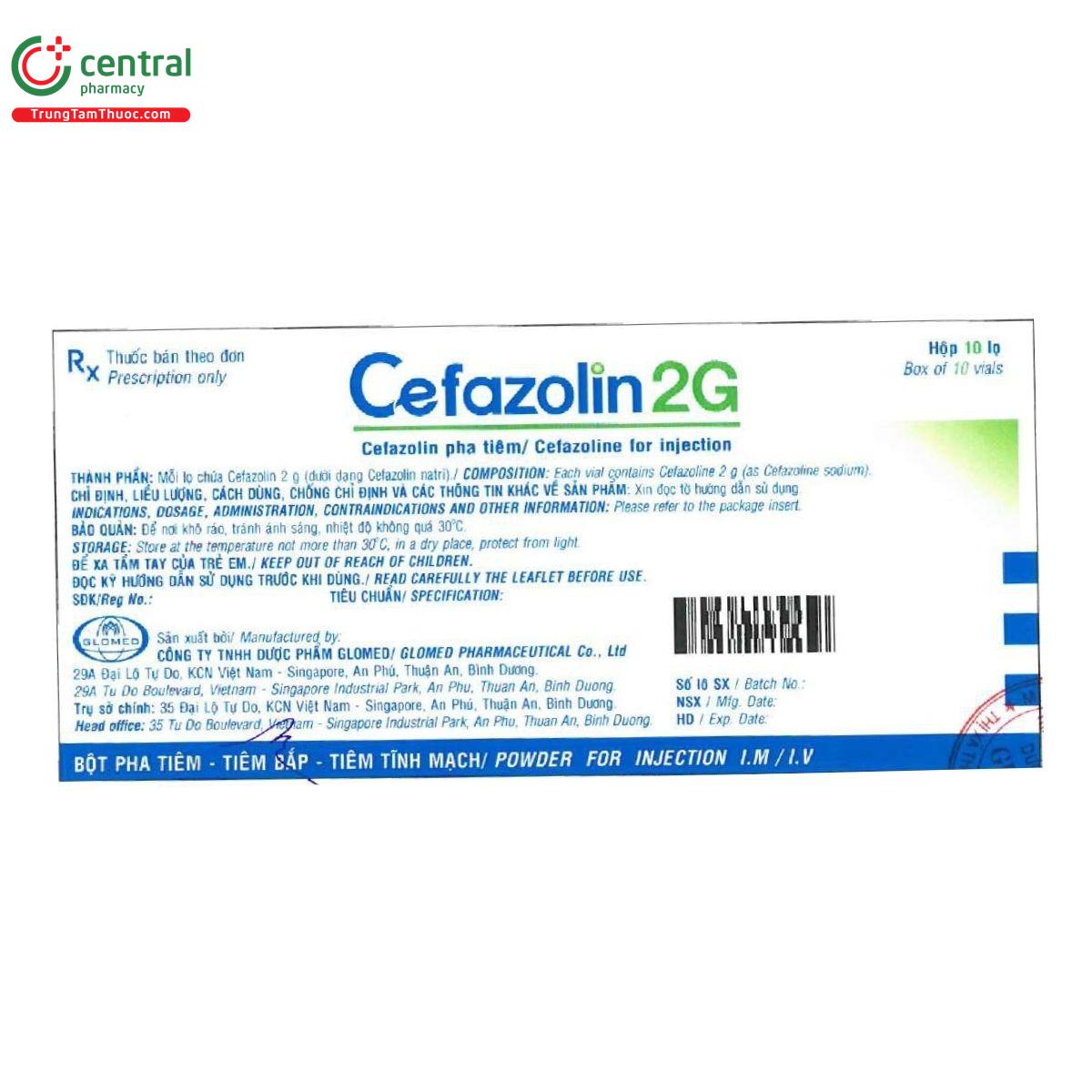 thuoc cefazolin 2g glomed 1 P6778 thuoc cefazolin 2g glomed 1 P6778