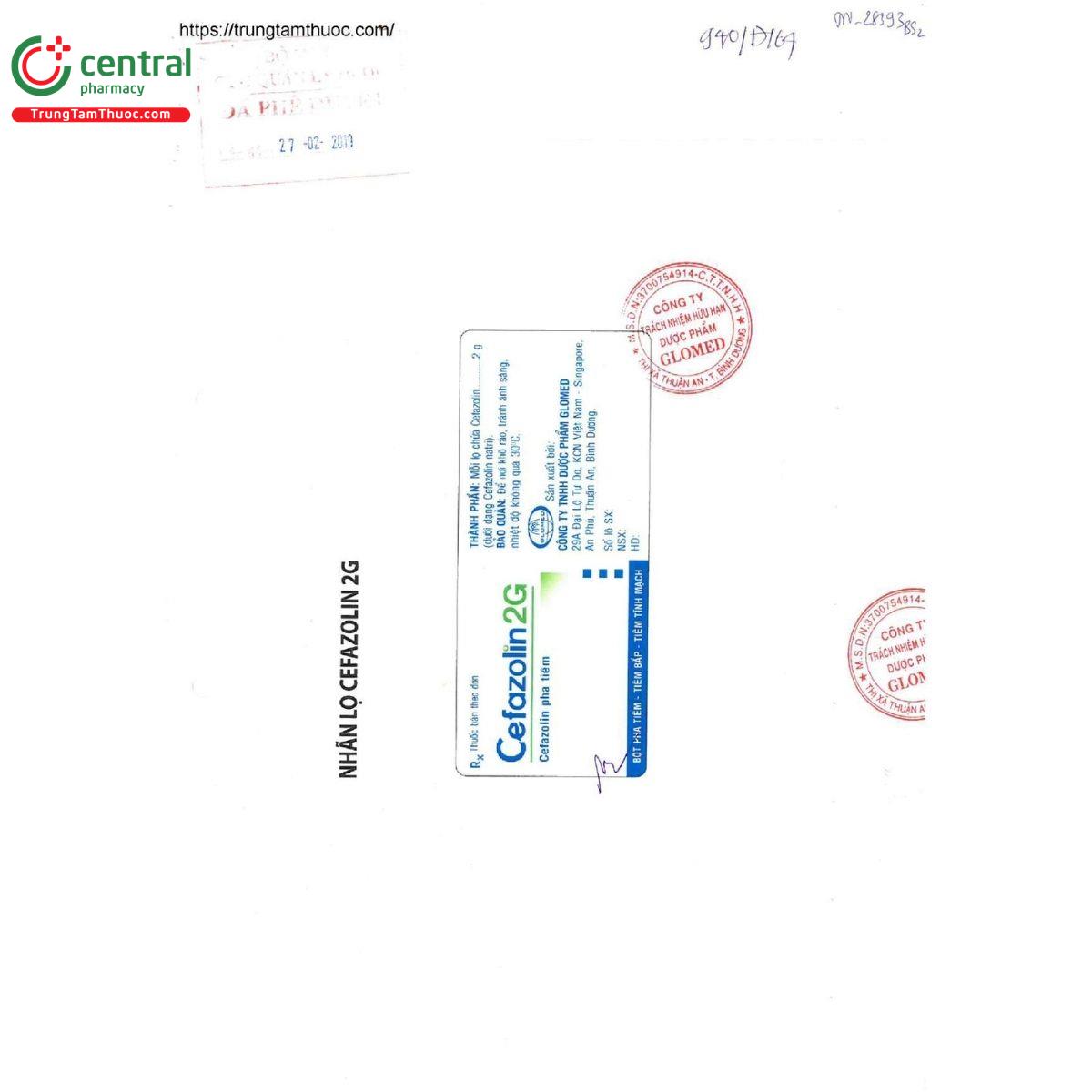 thuoc cefazolin 2g glomed 3 G2152 thuoc cefazolin 2g glomed 3 G2152