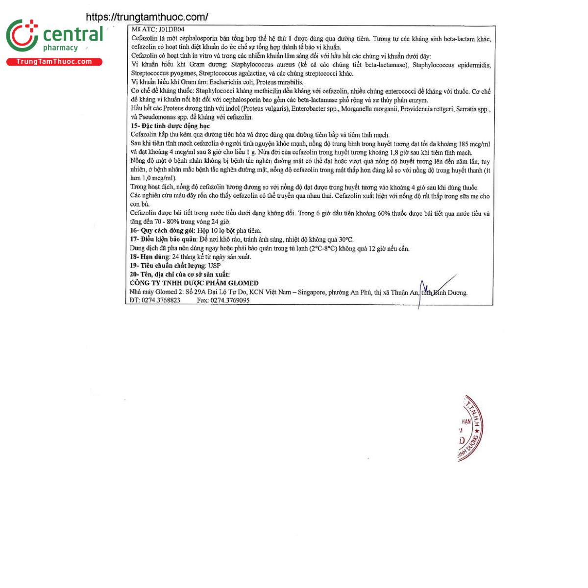 thuoc cefazolin 2g glomed 6 M5886 thuoc cefazolin 2g glomed 6 M5886
