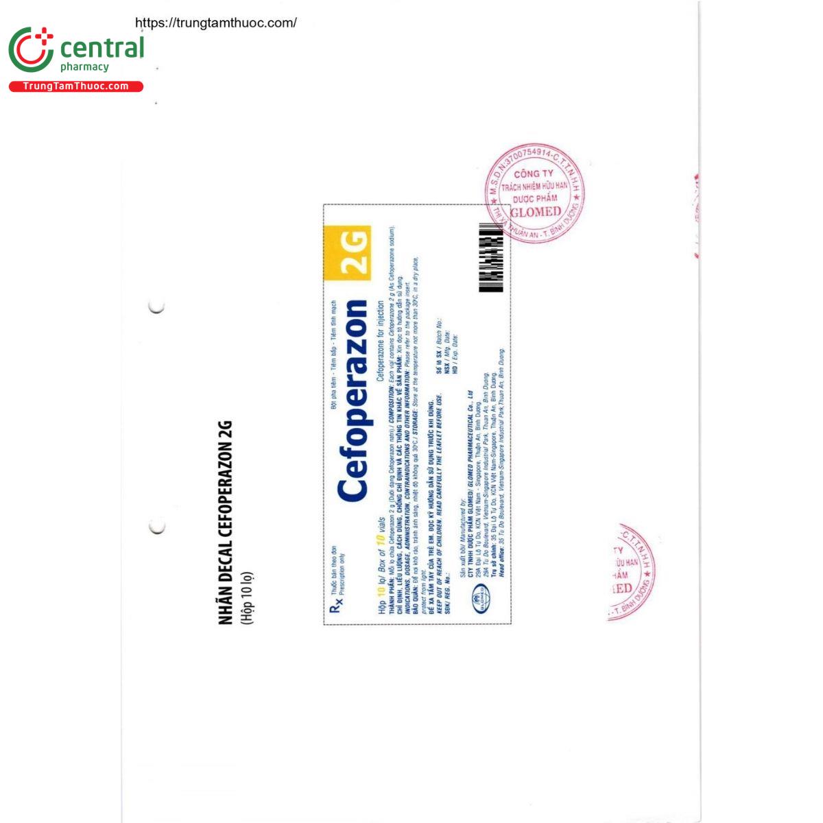 thuoc cefoperazon 2g glomed 2 B0363 thuoc cefoperazon 2g glomed 2 B0363
