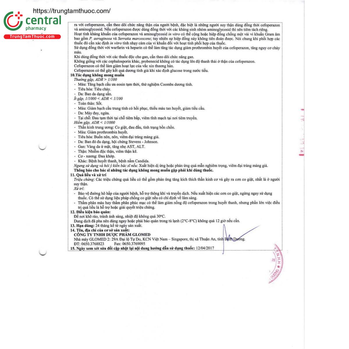 thuoc cefoperazon 2g glomed 6 J4667 thuoc cefoperazon 2g glomed 6 J4667